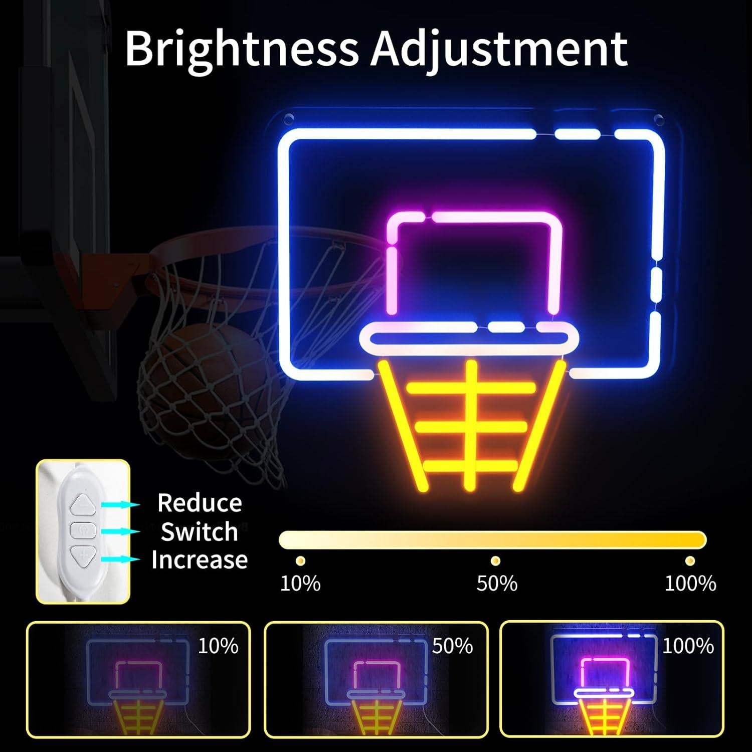 Letrero de Neón LED Aro de Baloncesto 35x32 cm Maleoruigy