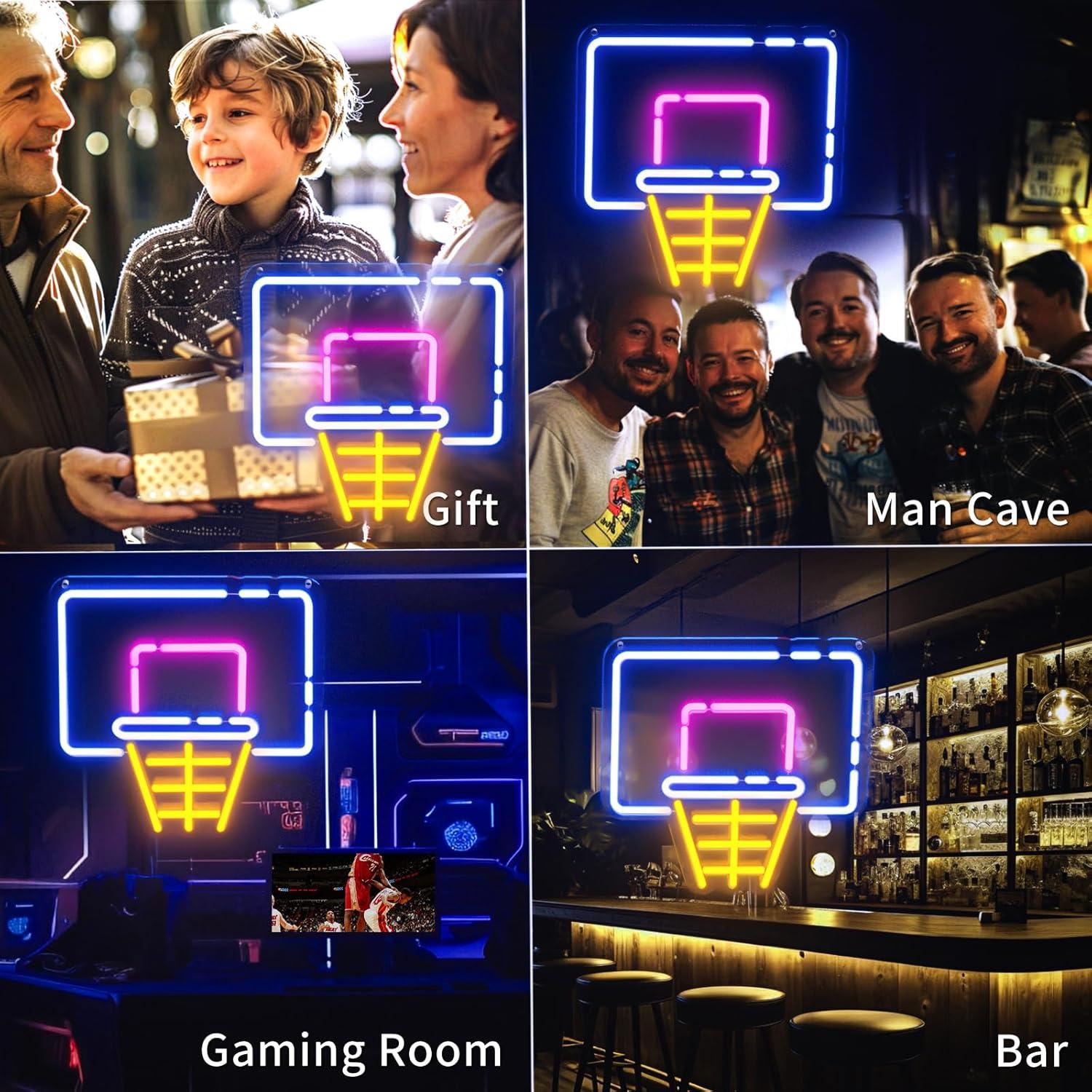 Letrero de Neón LED Aro de Baloncesto 35x32 cm Maleoruigy