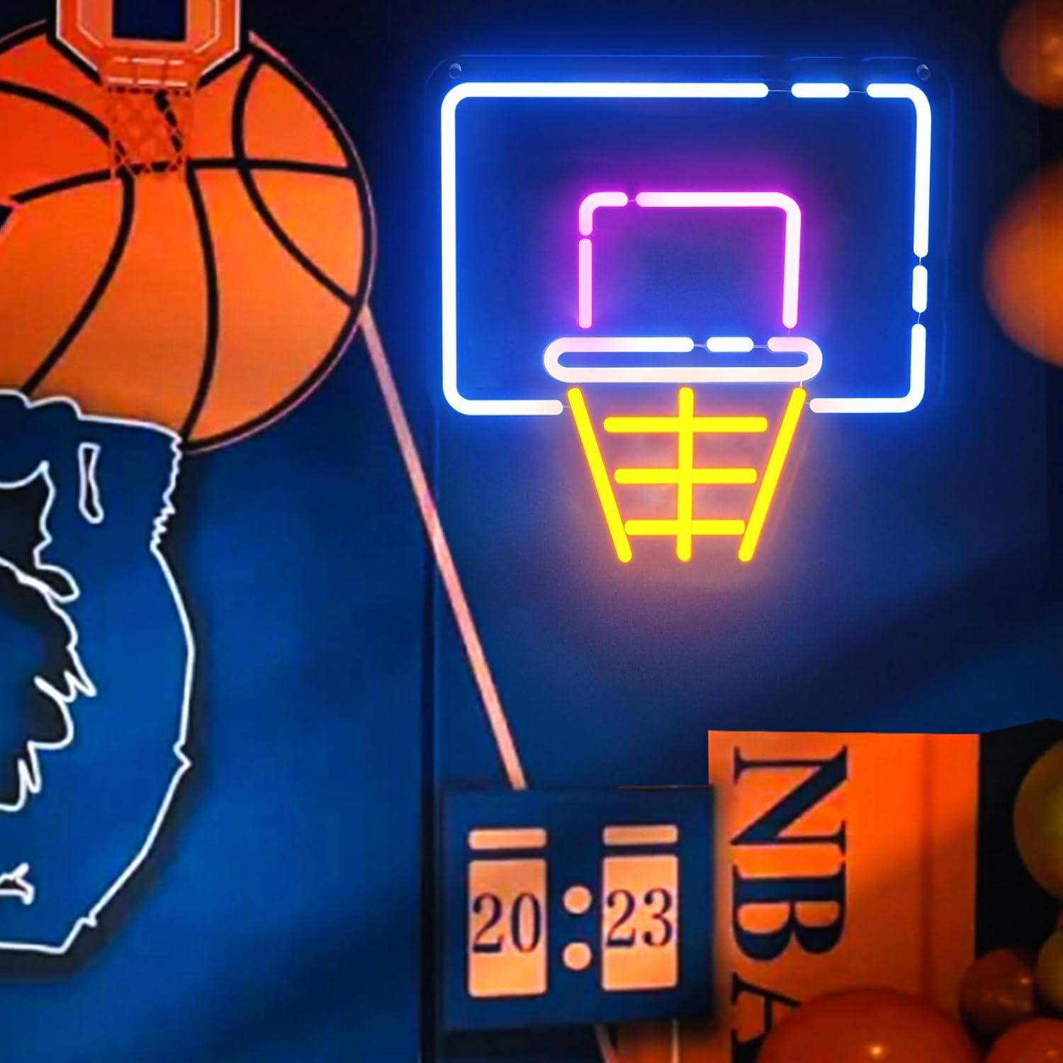 Letrero de Neón LED Aro de Baloncesto 35x32 cm Maleoruigy