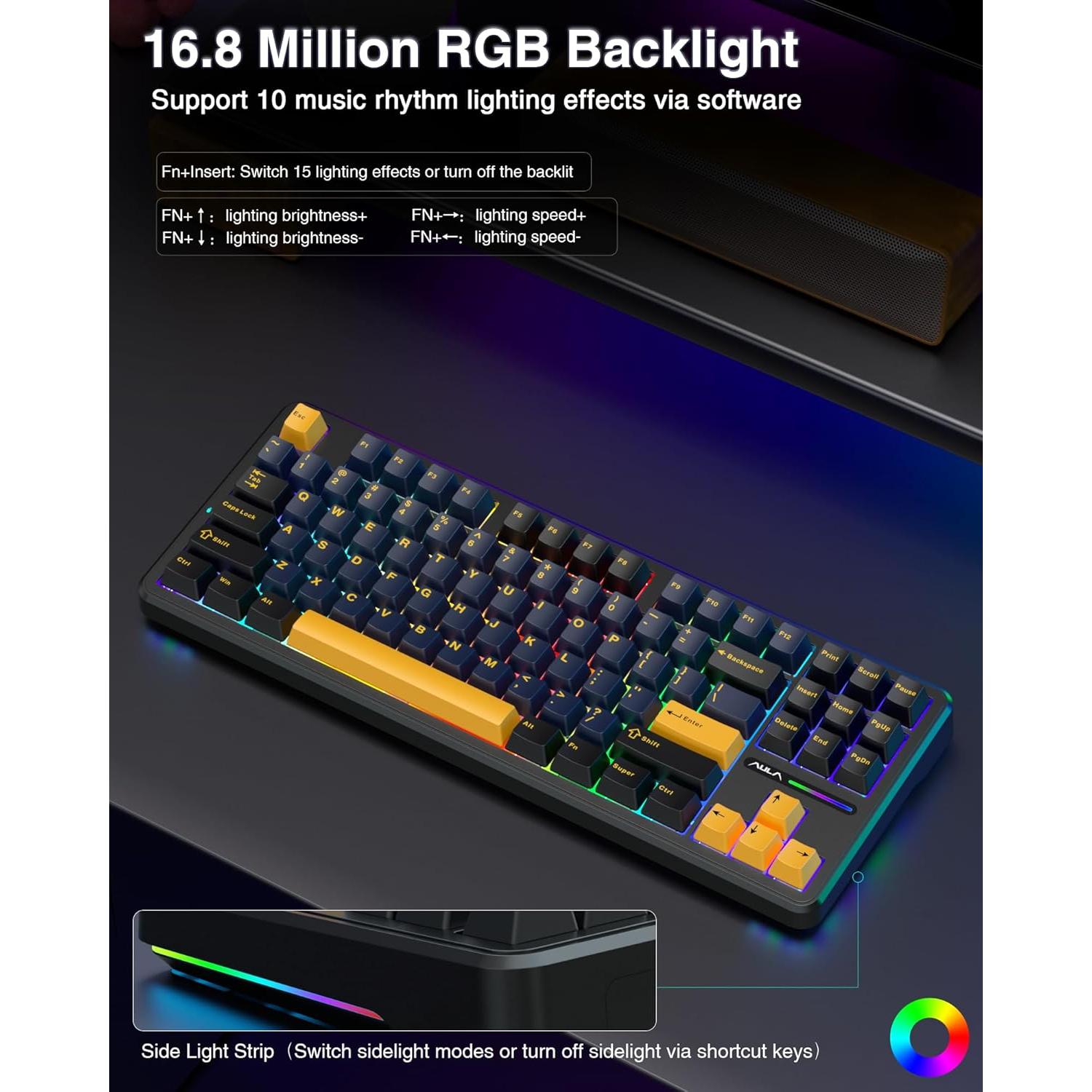 Teclado Mecánico Inalámbrico AULA F87 TKL RGB Hot Swappable