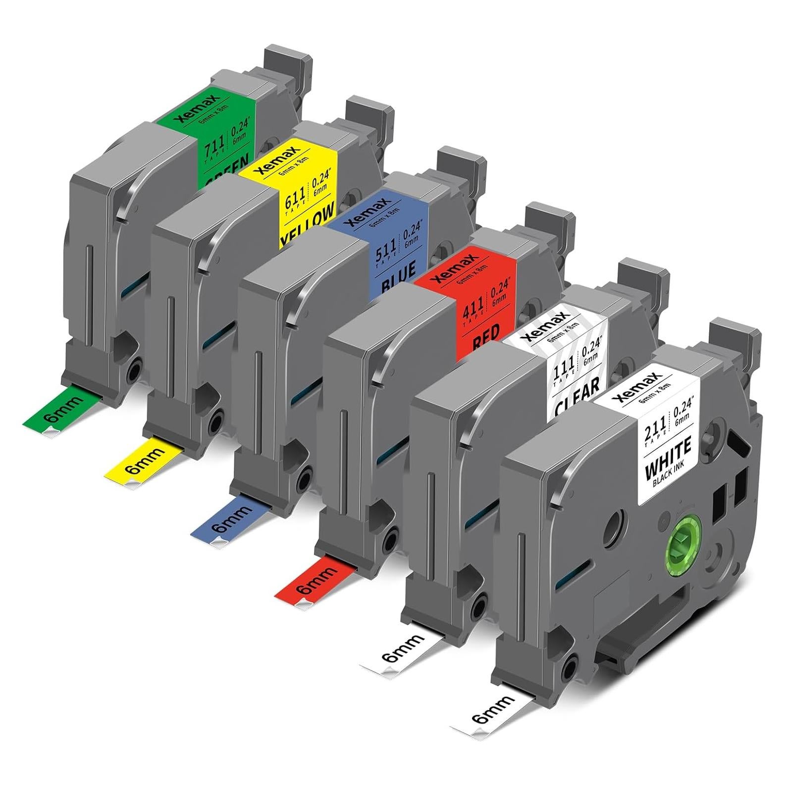 Paquete de 6 cintas de etiquetas 6mm XemaX colores variados