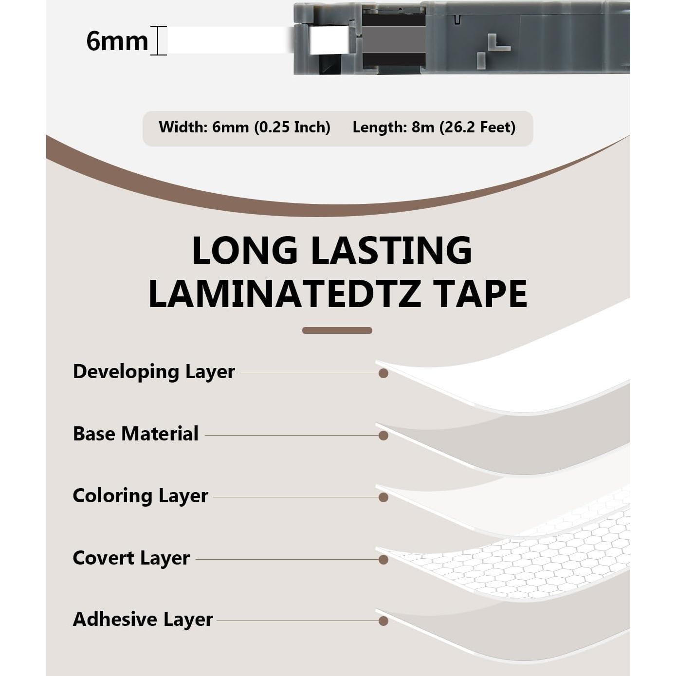 Paquete de 6 cintas de etiquetas 6mm XemaX colores variados