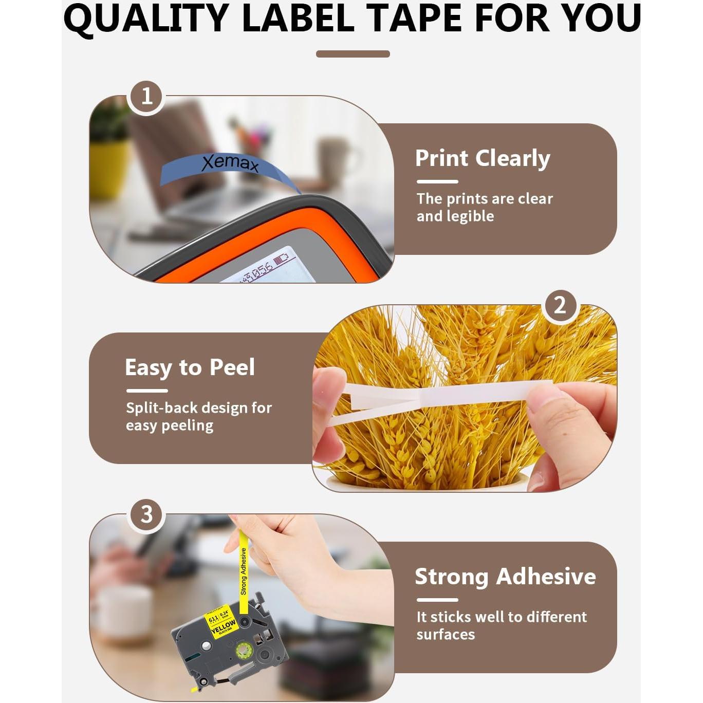 Paquete de 6 cintas de etiquetas 6mm XemaX colores variados