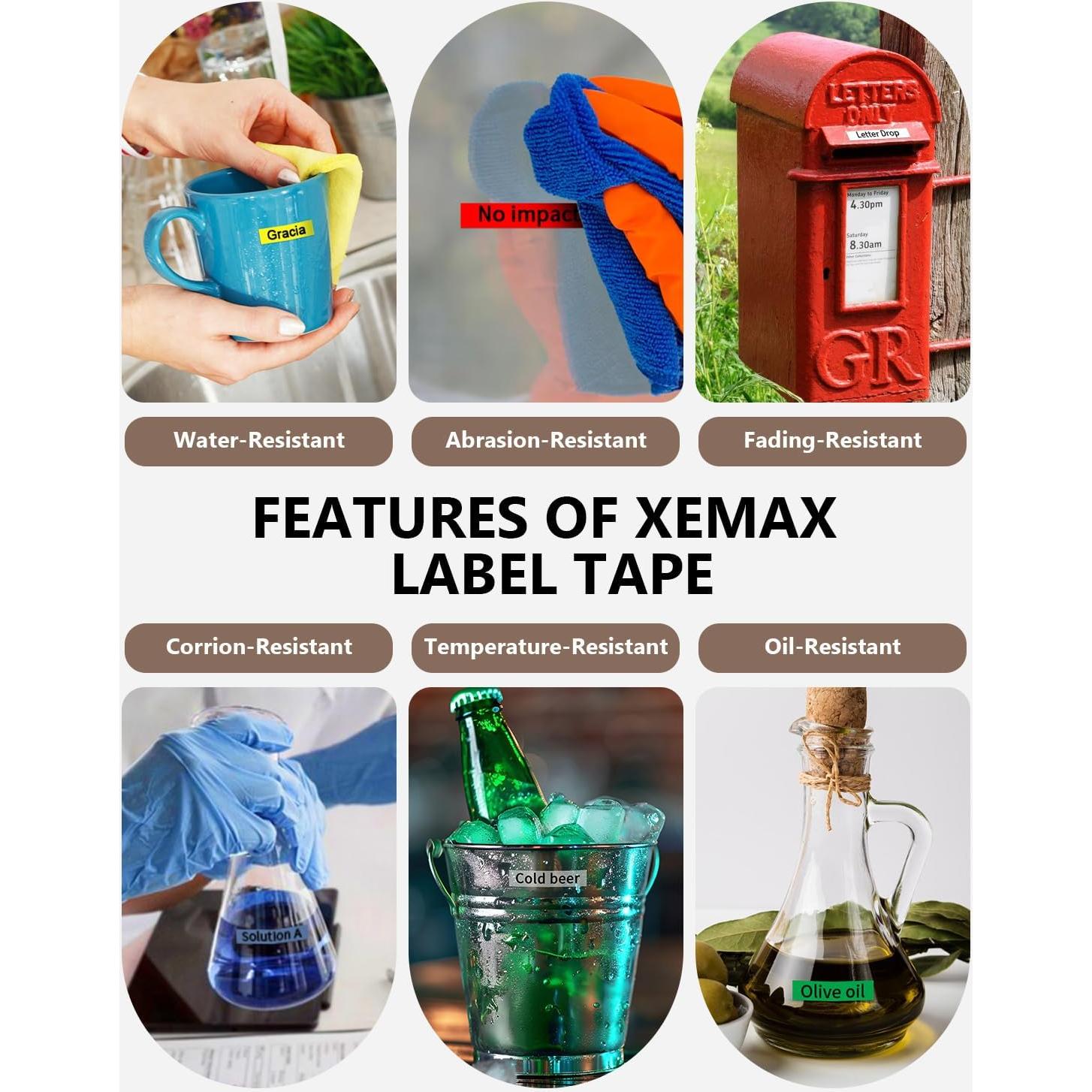 Paquete de 6 cintas de etiquetas 6mm XemaX colores variados