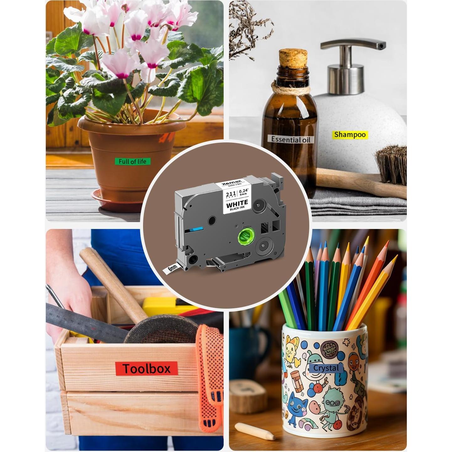 Paquete de 6 cintas de etiquetas 6mm XemaX colores variados