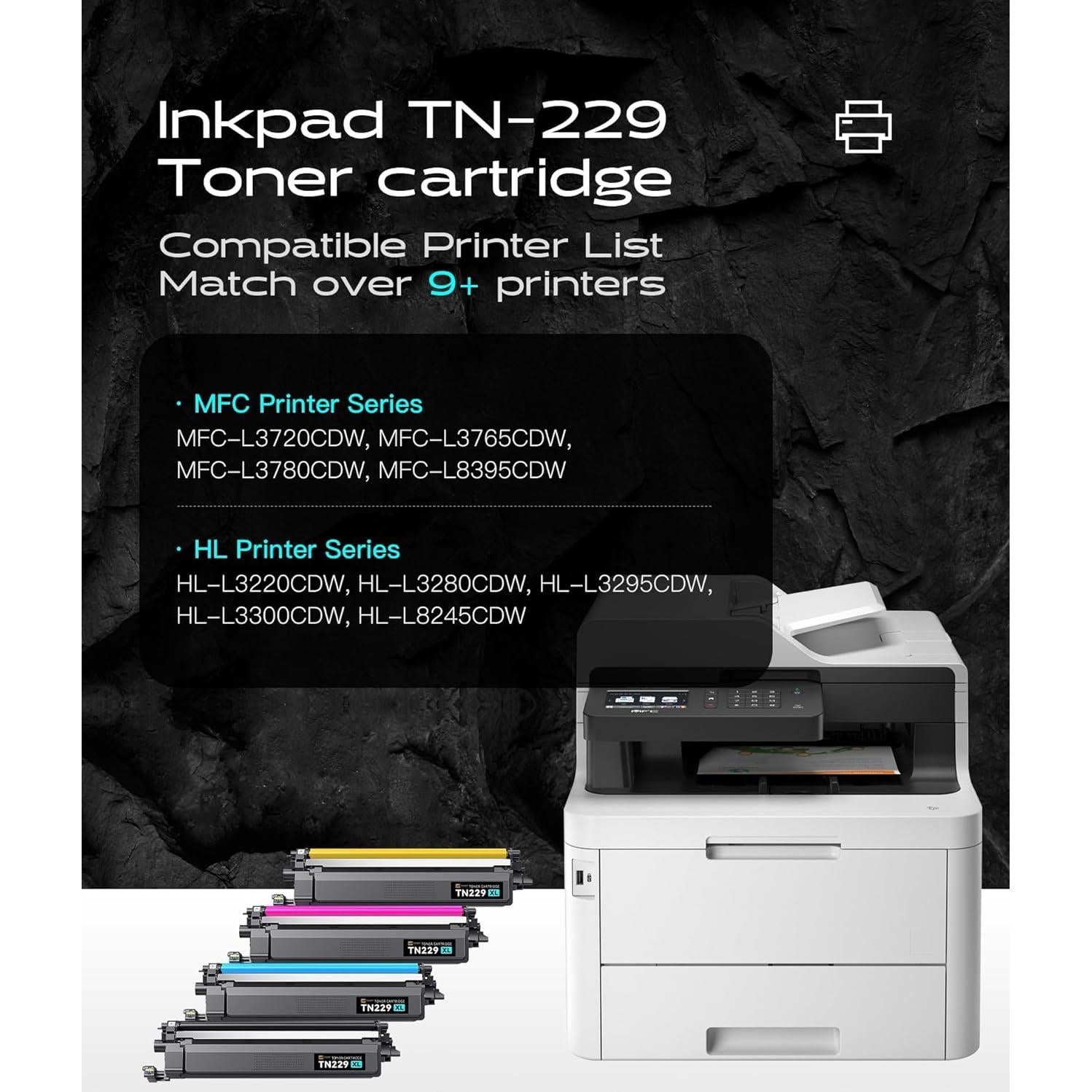 Cartuchos de Tóner iNKPAD TN229XL para Brother MFC-L3780CDW (4 Pcs)
