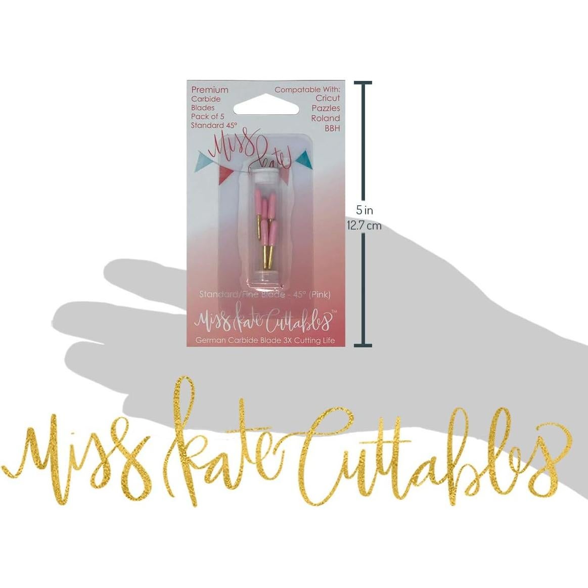 Carbide Blades for Cricut Explore Air 2 Vinyl Cutting Machines - Standard Cut 45 Degree - 5 Pack - Premium German Carbide - by Miss Kate Cuttables - Replacement Blades for Cricut Pazzles