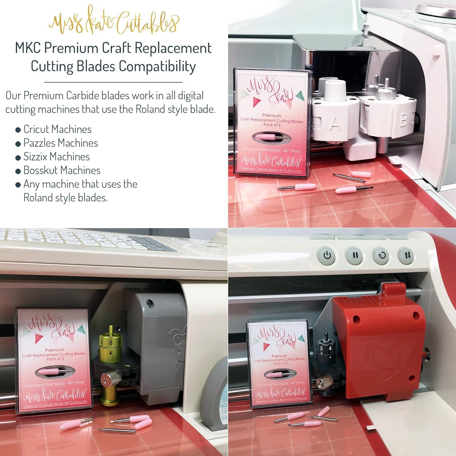 Carbide Blades for Cricut Explore Air 2 Vinyl Cutting Machines - Standard Cut 45 Degree - 5 Pack - Premium German Carbide - by Miss Kate Cuttables - Replacement Blades for Cricut Pazzles