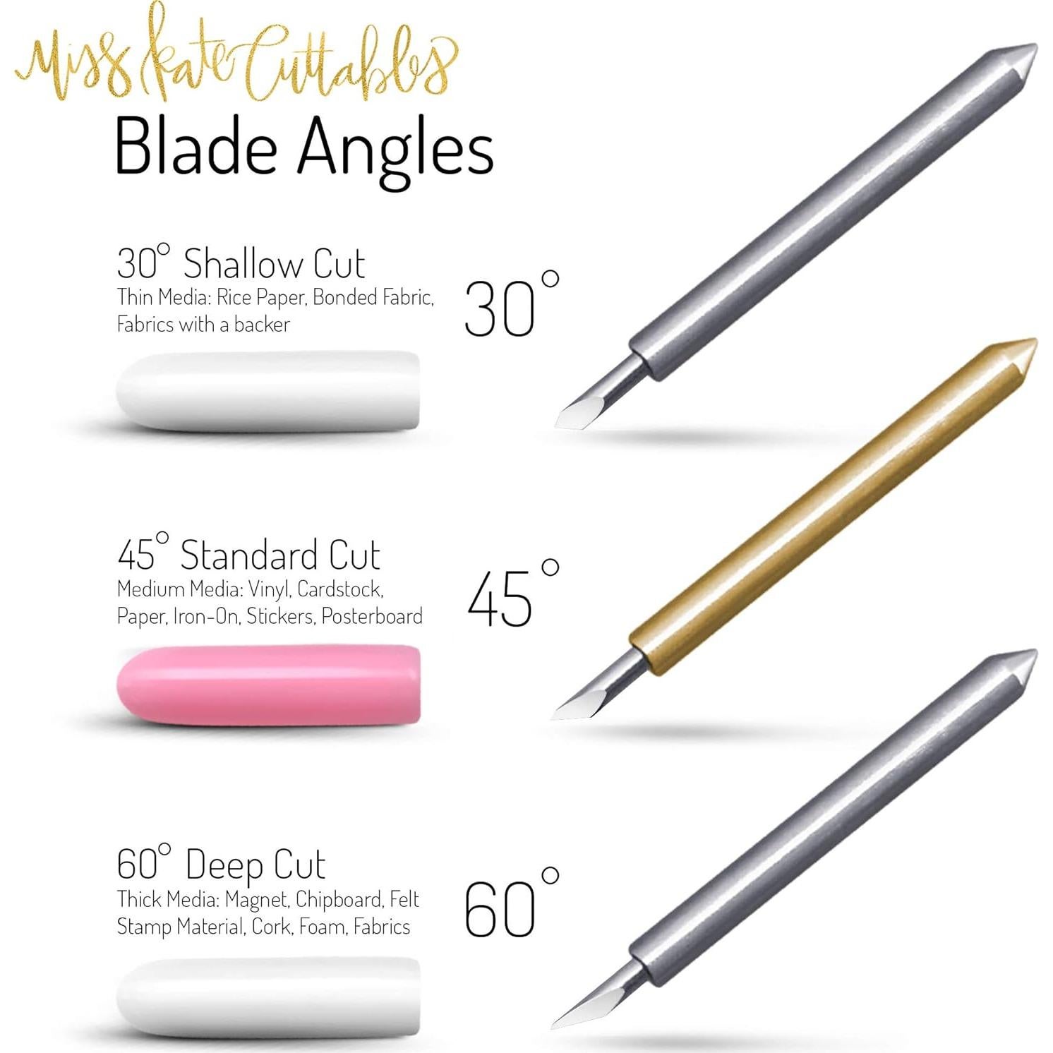 Carbide Blades for Cricut Explore Air 2 Vinyl Cutting Machines - Standard Cut 45 Degree - 5 Pack - Premium German Carbide - by Miss Kate Cuttables - Replacement Blades for Cricut Pazzles