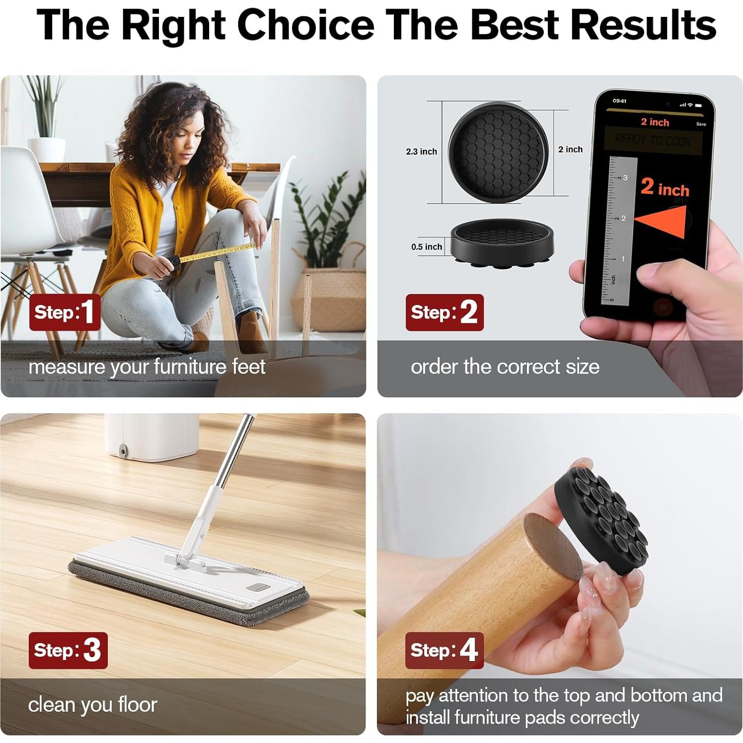 Almohadillas Antideslizantes para Muebles BOIVSHI 8 Pcs 5.08 cm