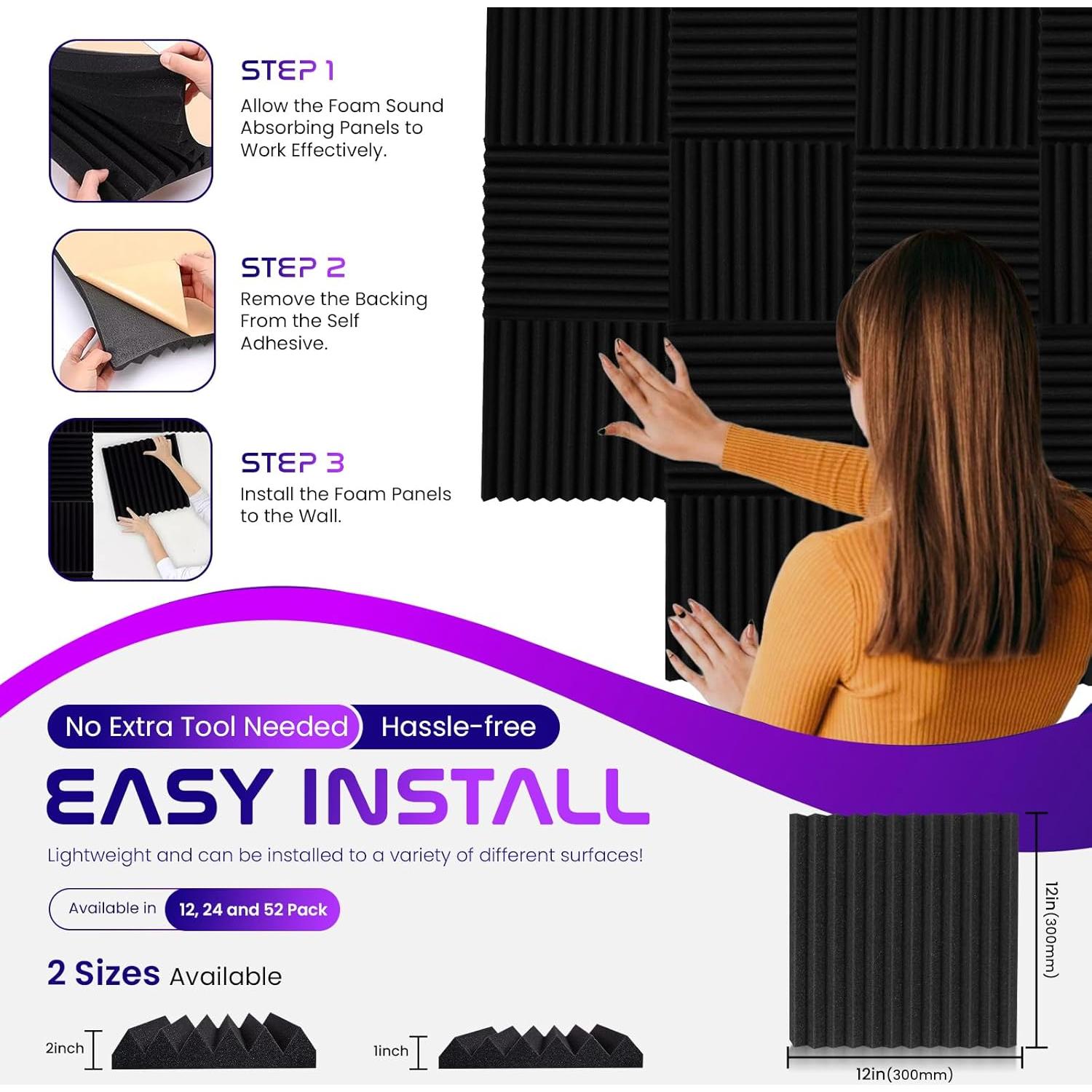 Paneles Acústicos Autoadhesivos 30 x 30 cm - Paquete de 12