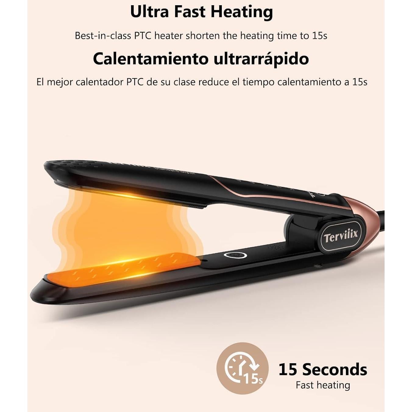 Plancha de Cabello Cerámica Terviiix 1'' 5 Temperaturas 450°F