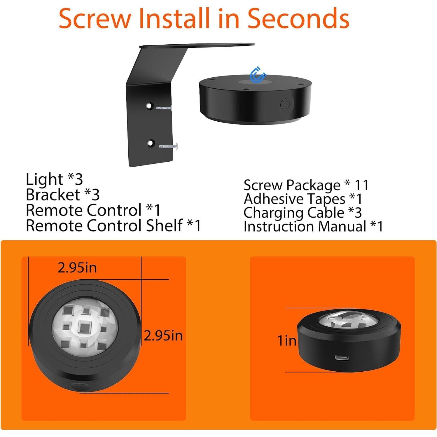 3 Luces de Imagen Inalámbricas VIGMOJ RGB con Control Remoto