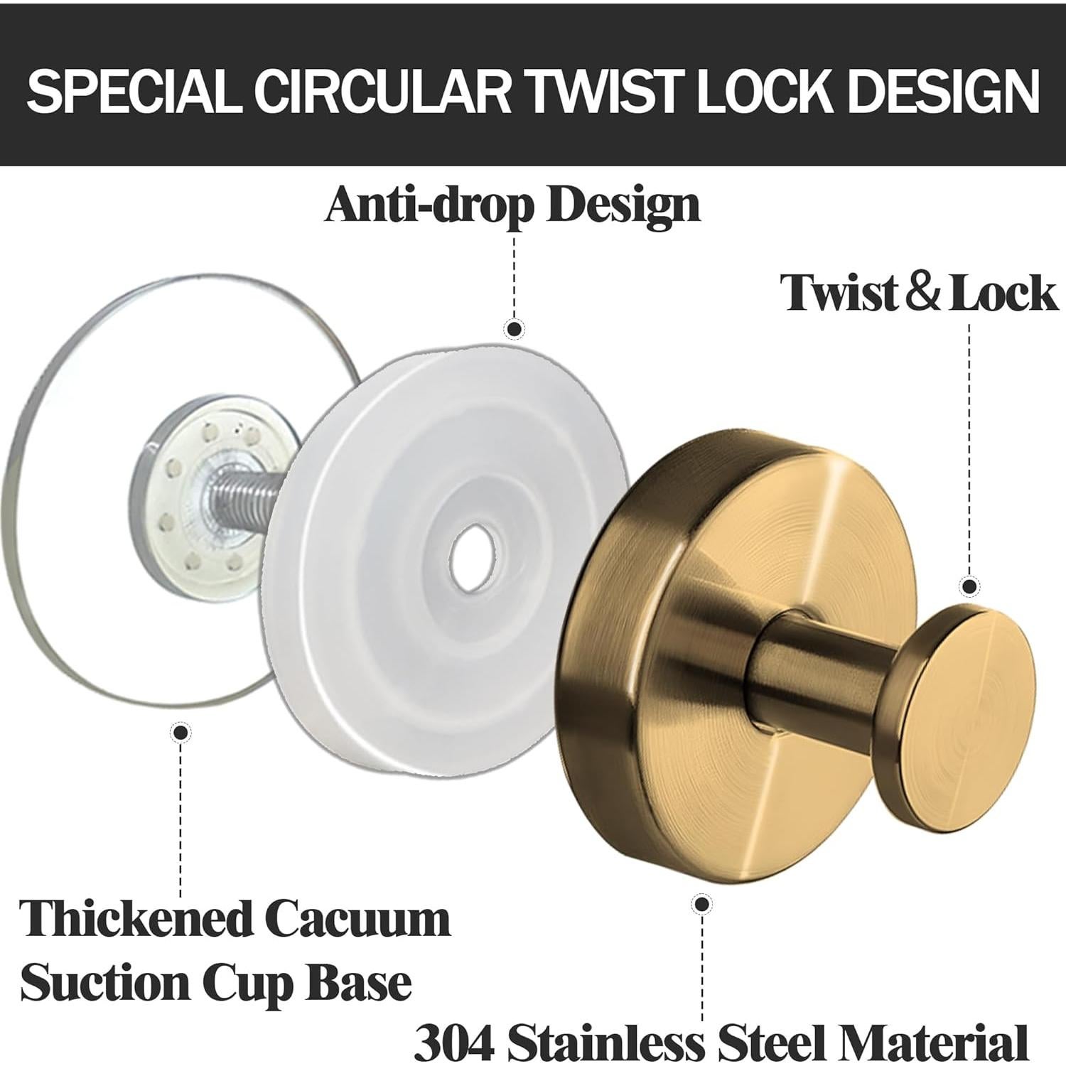 Ganchos de Ventosa CZMGFKD para Ducha y Cocina, 2 Pcs, 6.8 kg