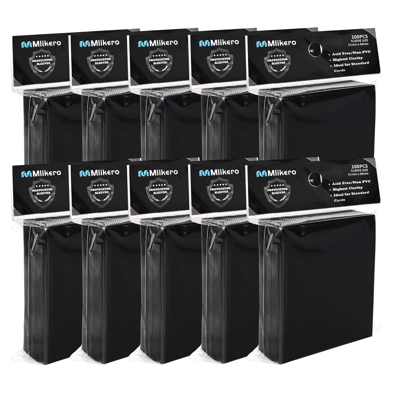 1000 Fundas Negras para Cartas Mlikero 66x91mm Alta Calidad