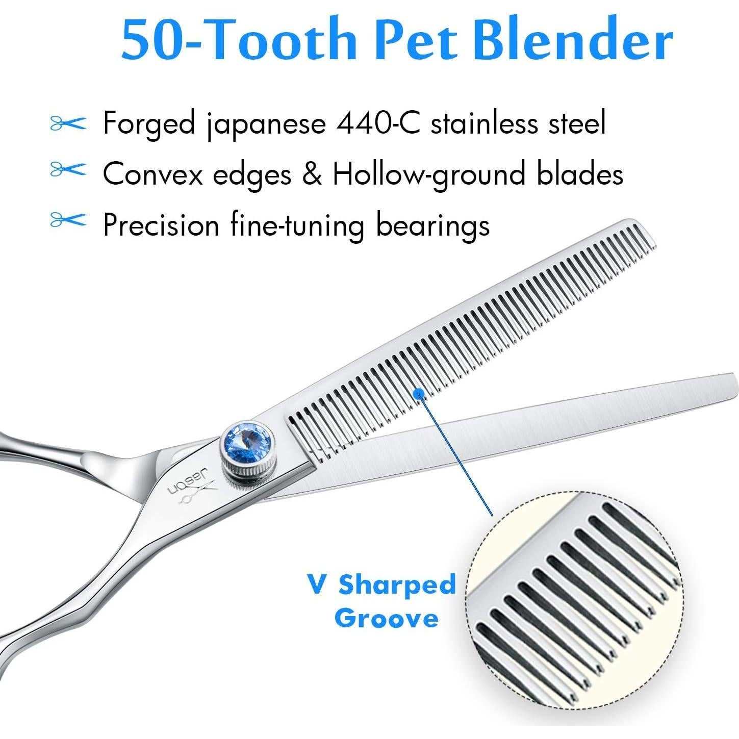 Tijeras de Afeitar para Perros JASON 17.78 cm 50 Dientes