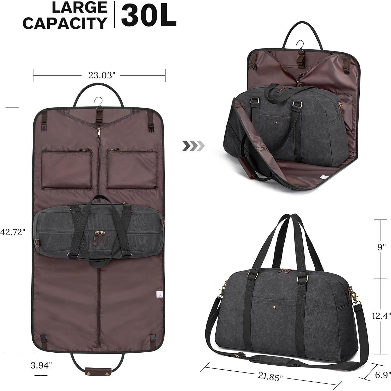 Bolsa de Viaje Duffle S-ZONE 2 en 1 Grande Negro 30L