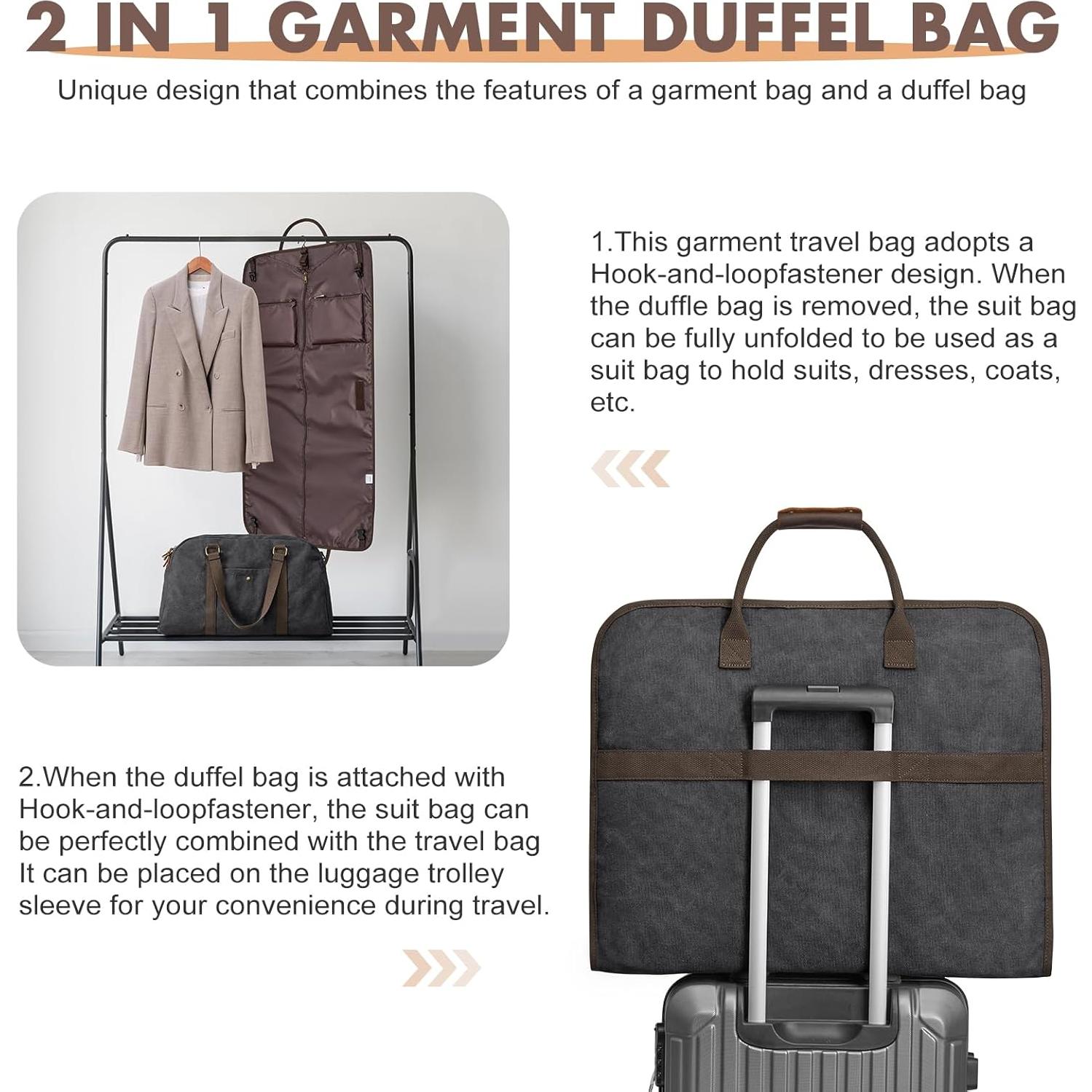 Bolsa de Viaje Duffle S-ZONE 2 en 1 Grande Negro 30L