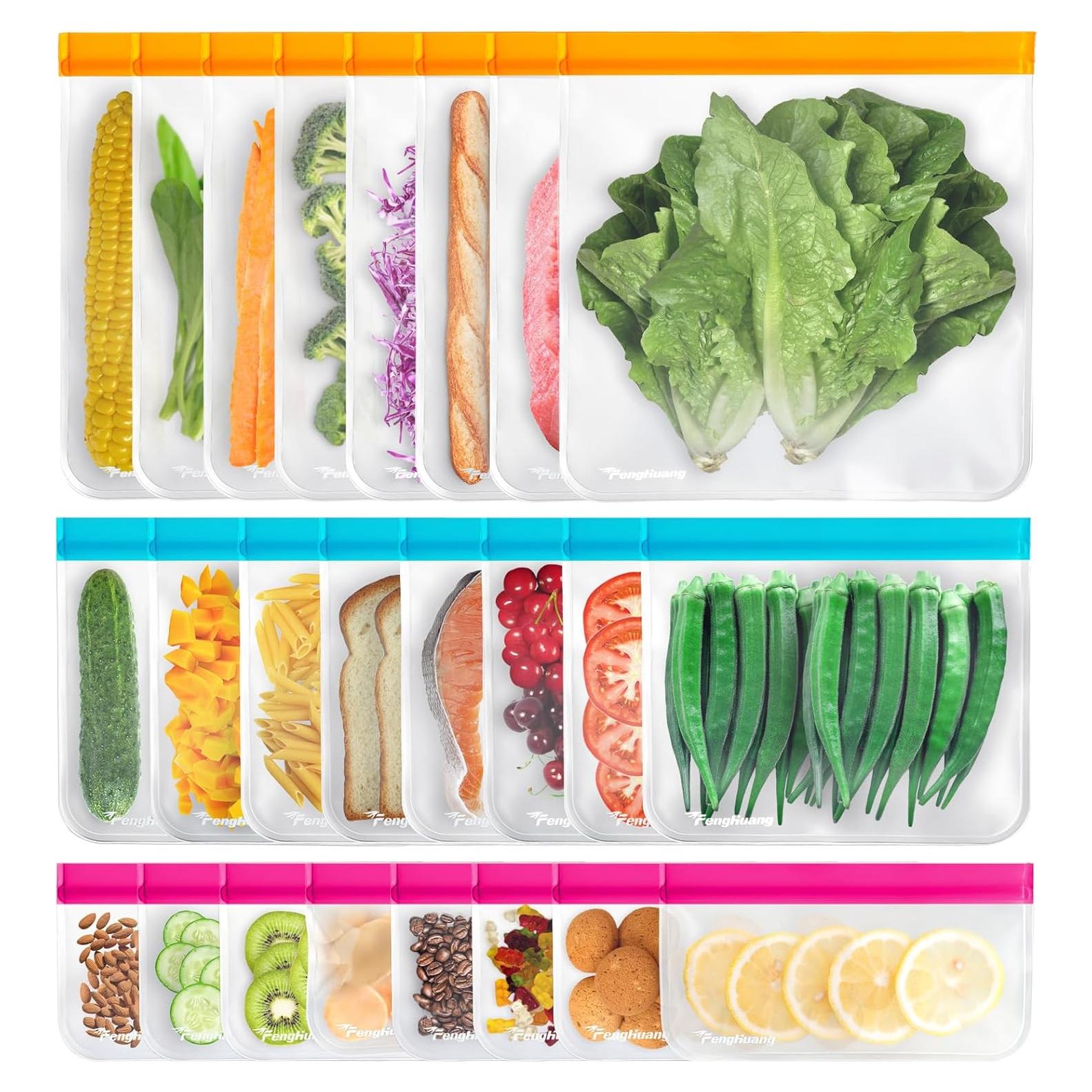 24 Bolsas Reutilizables FENGHUANG para Almacenamiento de Alimentos
