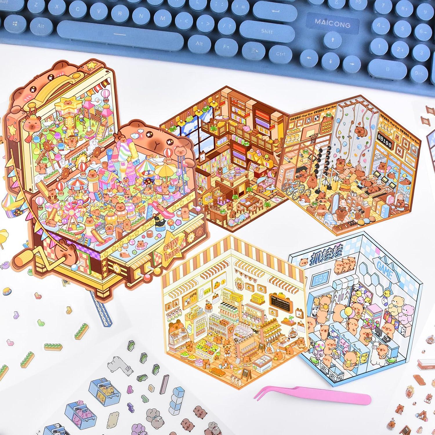 5 Sets de Pegatinas 3D Capybara HOMICO - Mini Casa DIY