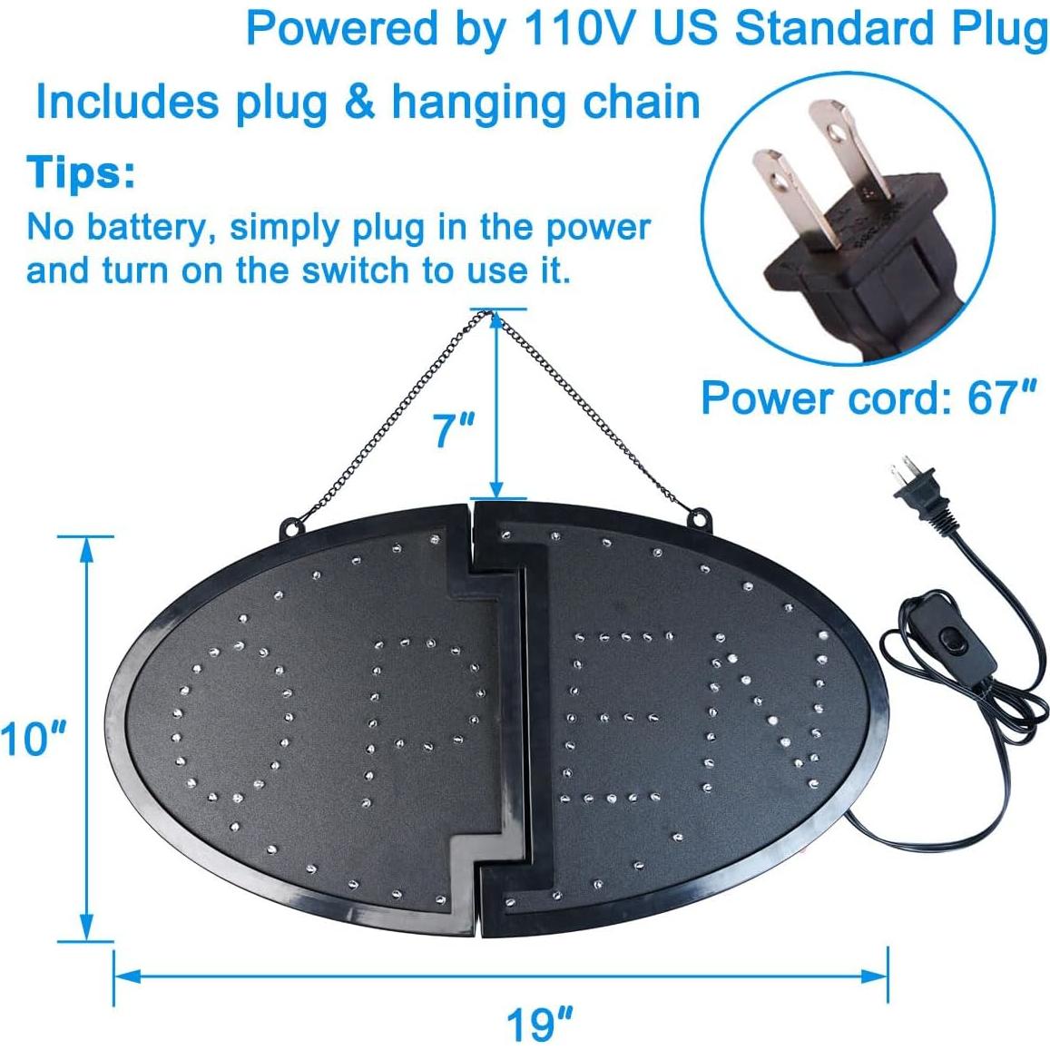 Cartel LED Abierto KEBE 48.3x25.4cm Luz Intermitente