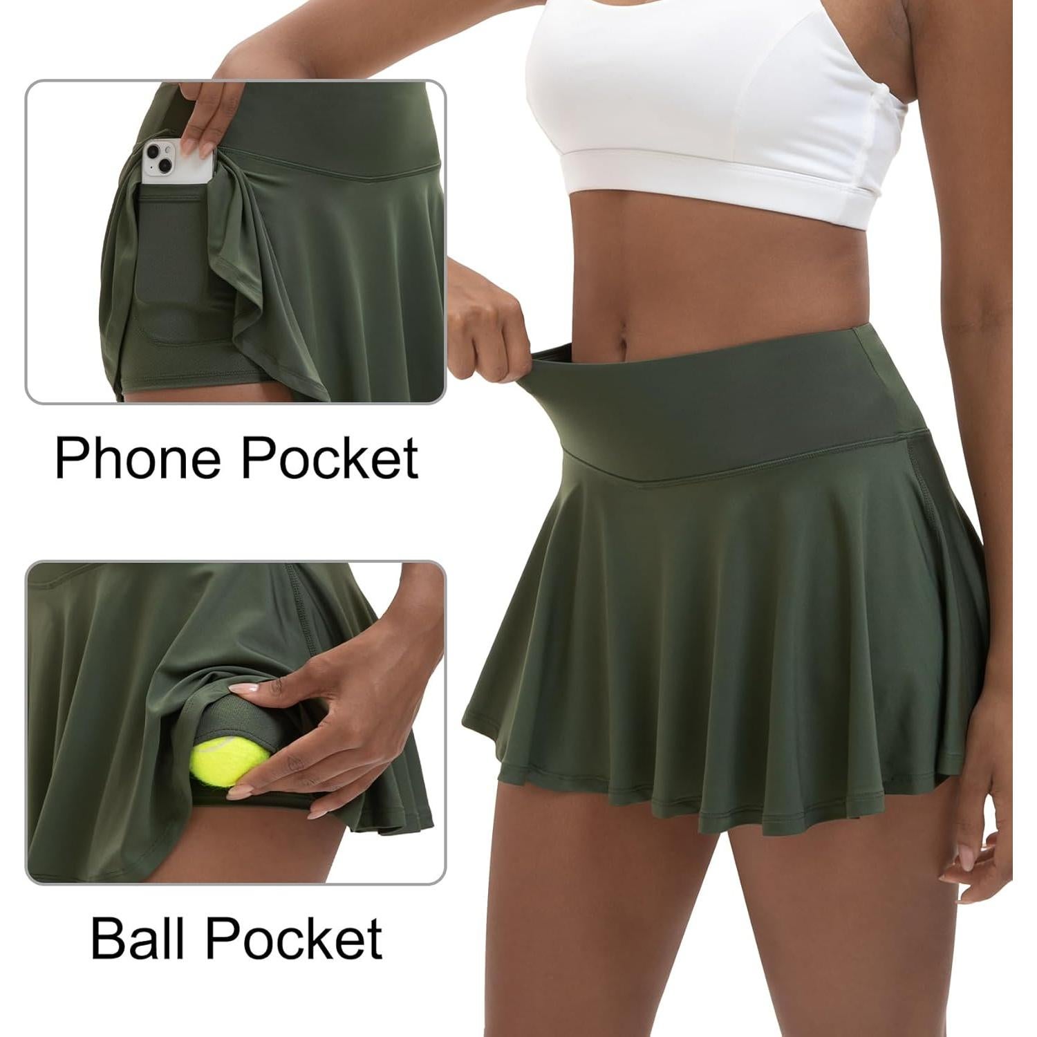 Falda de Tenis LTMNSZO Cintura Alta con Pantalones Cortos y Bolsillos