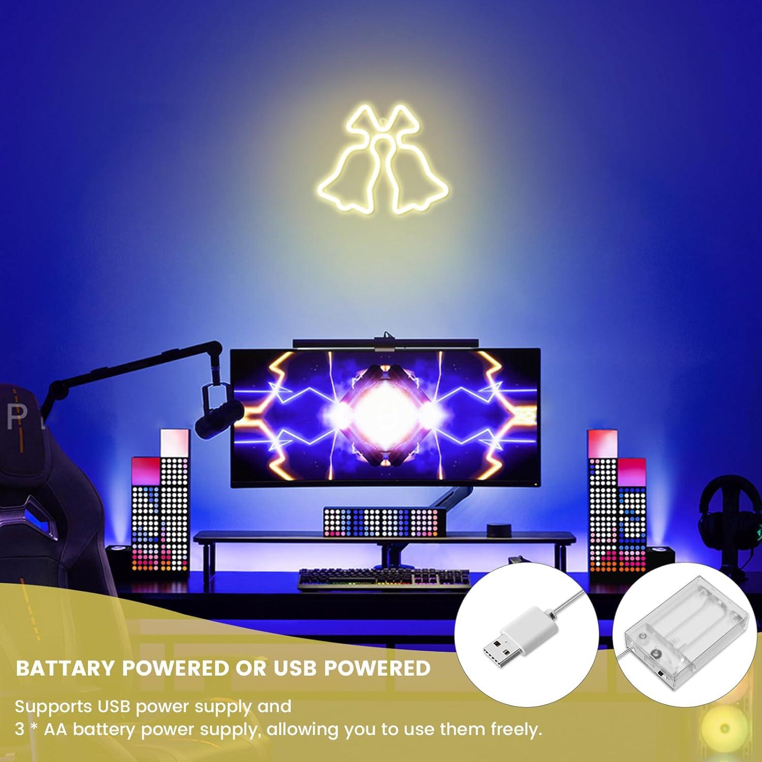 Campana de Navidad Neón Amarilla Ganrami - Decoración USB/Batería