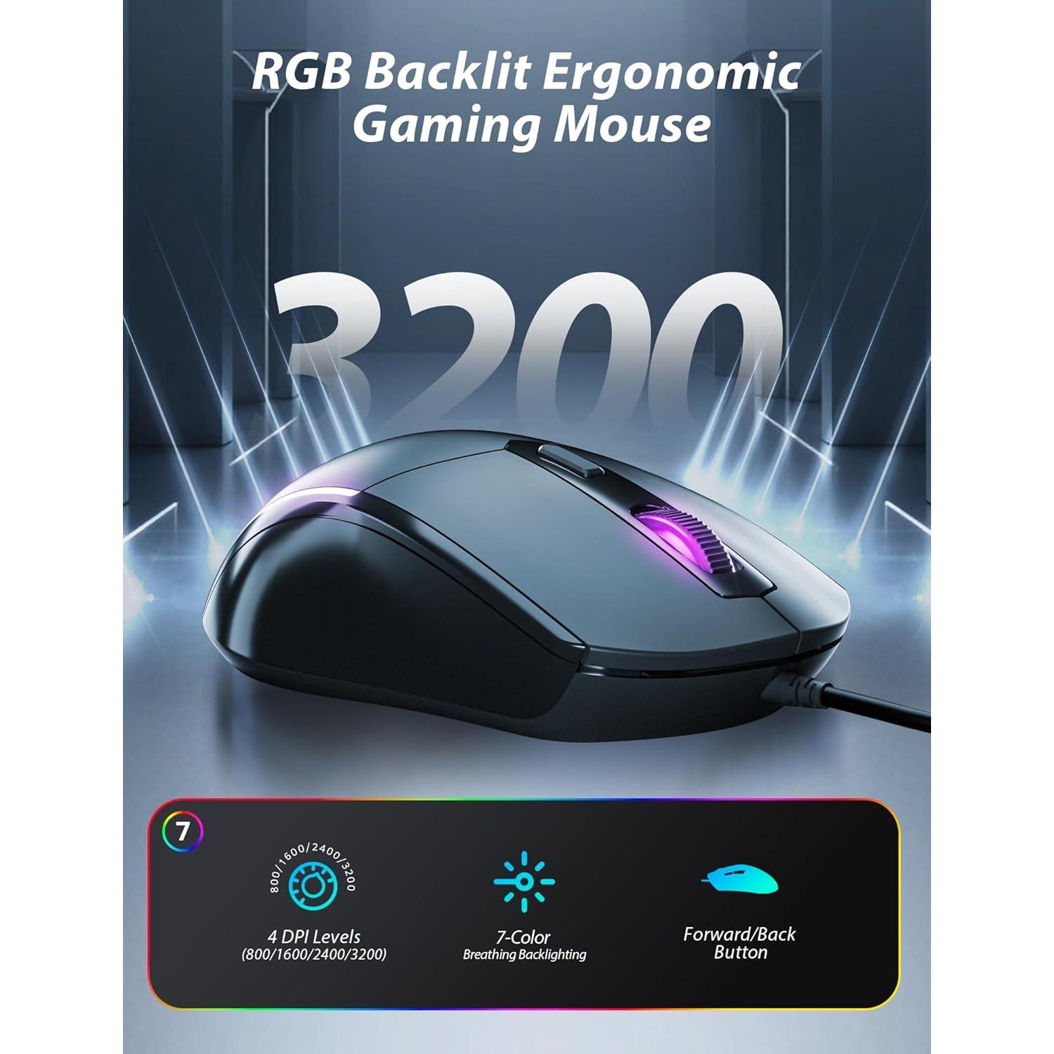 Teclado Mecánico y Ratón RGB Taiahiro 6301 con Alfombrilla