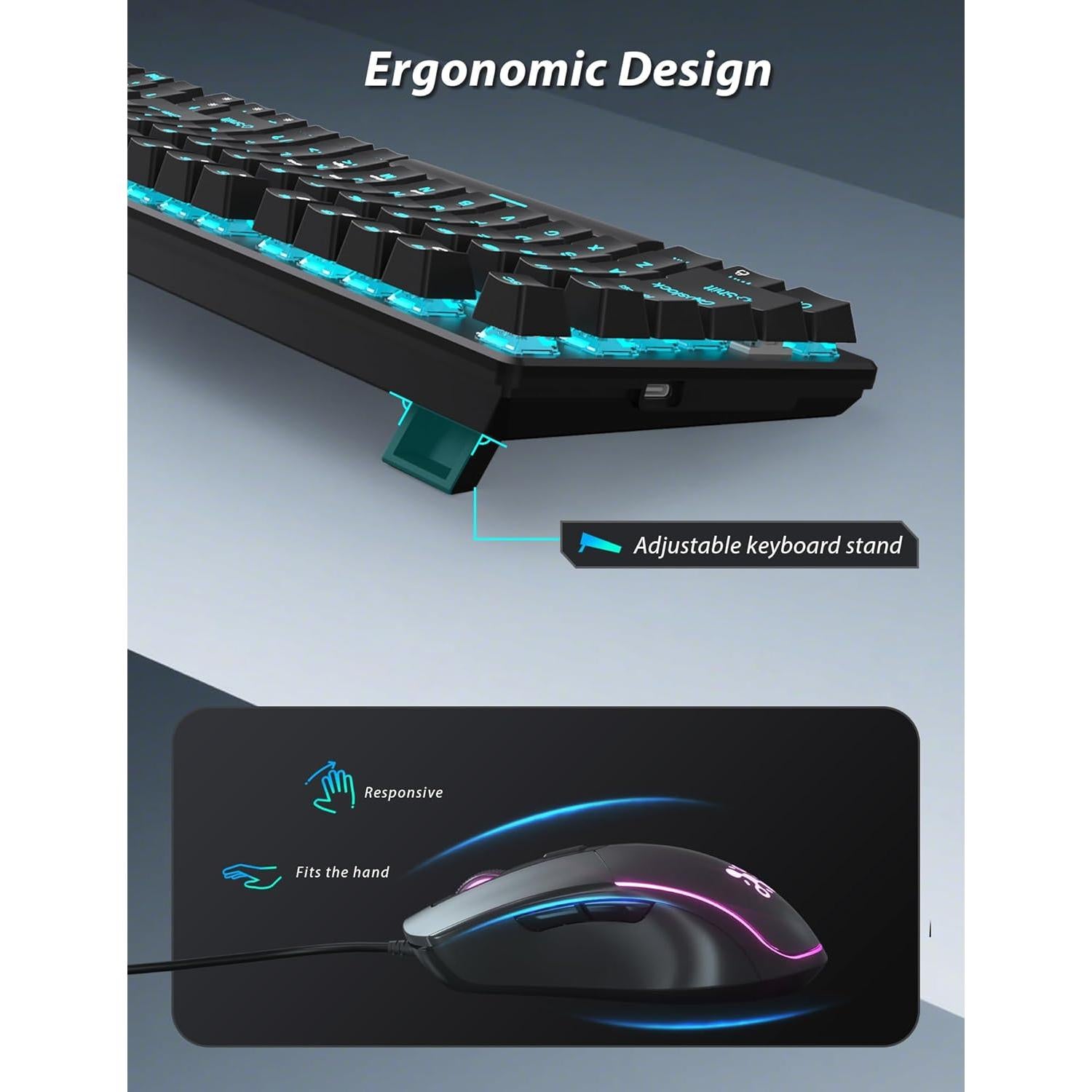 Teclado Mecánico y Ratón RGB Taiahiro 6301 con Alfombrilla