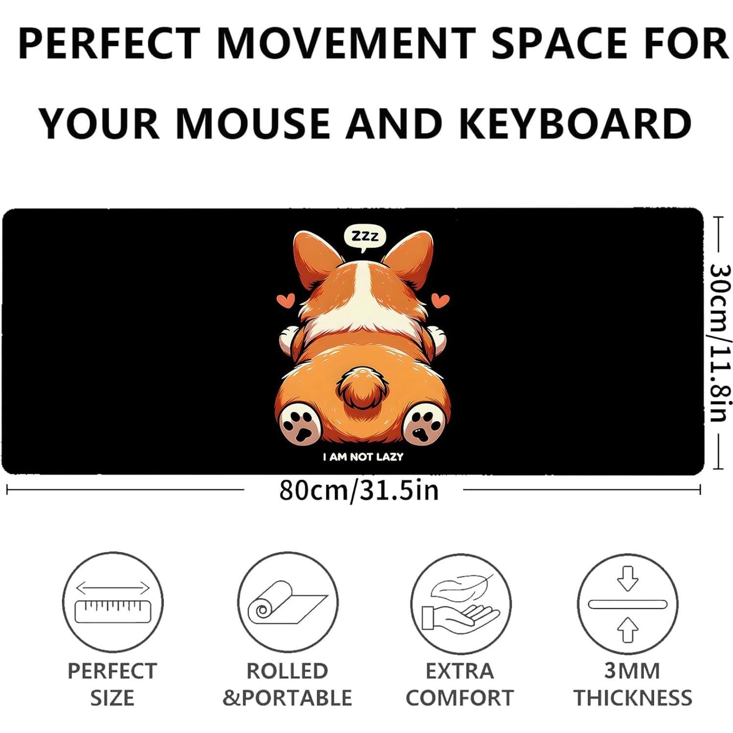 Alfombrilla de Ratón Gamer Amapay Corgi XL 80x30cm Antideslizante
