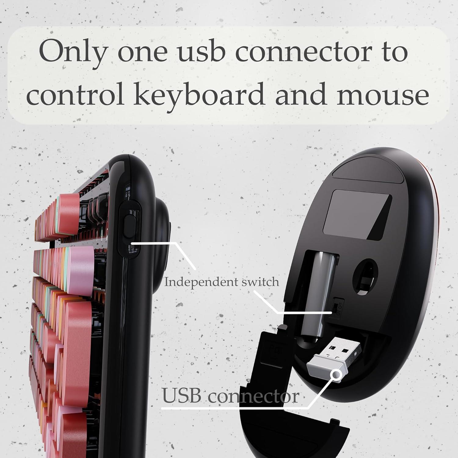 Combo Teclado y Ratón Inalámbricos UBOTIE Colorido Negro