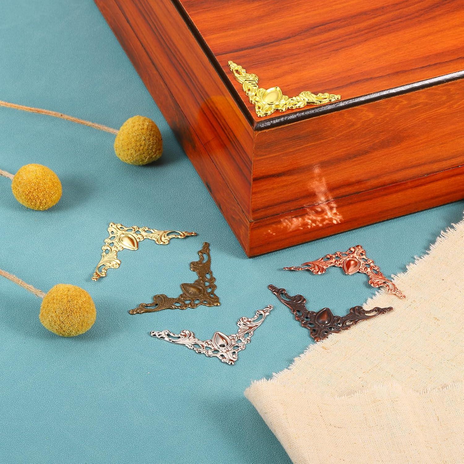 Protectores de Esquina de Metal uxcell 24 Pcs Bronce 41mm