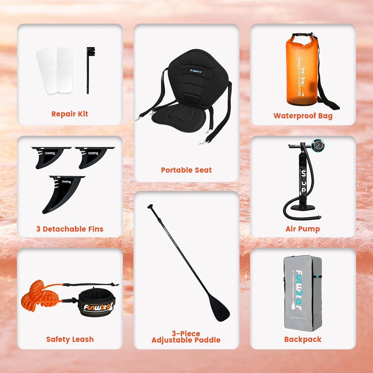 Tabla de Paddle Inflable FunWater 3.35m Antideslizante para Adultos