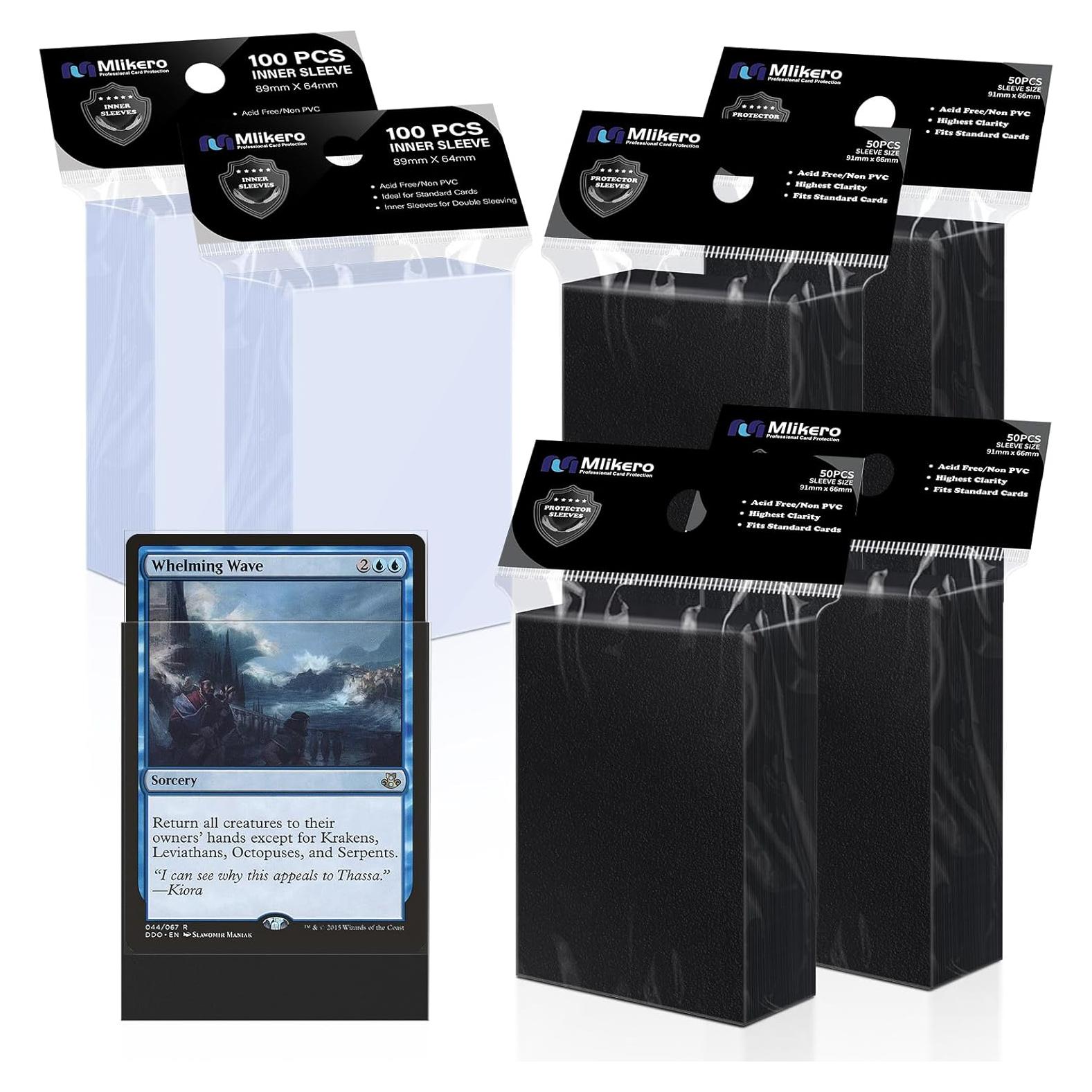 Paquete 400 Fundas para Cartas Mlikero Negras Mate Doble Funda