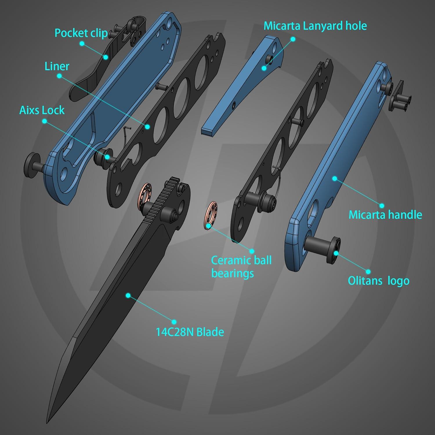 Cuchillo Plegable OLITANS G062 Acero 14C28N 8.5cm Camping