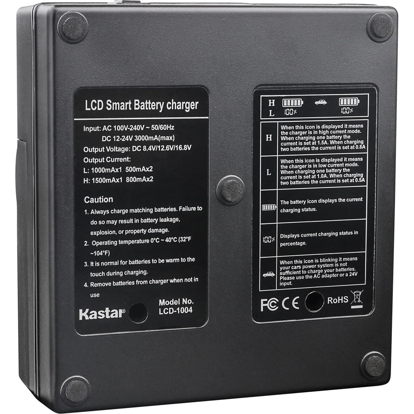 Cargador Rápido Doble Kastar CH04 para Baterías NP-F980EXP