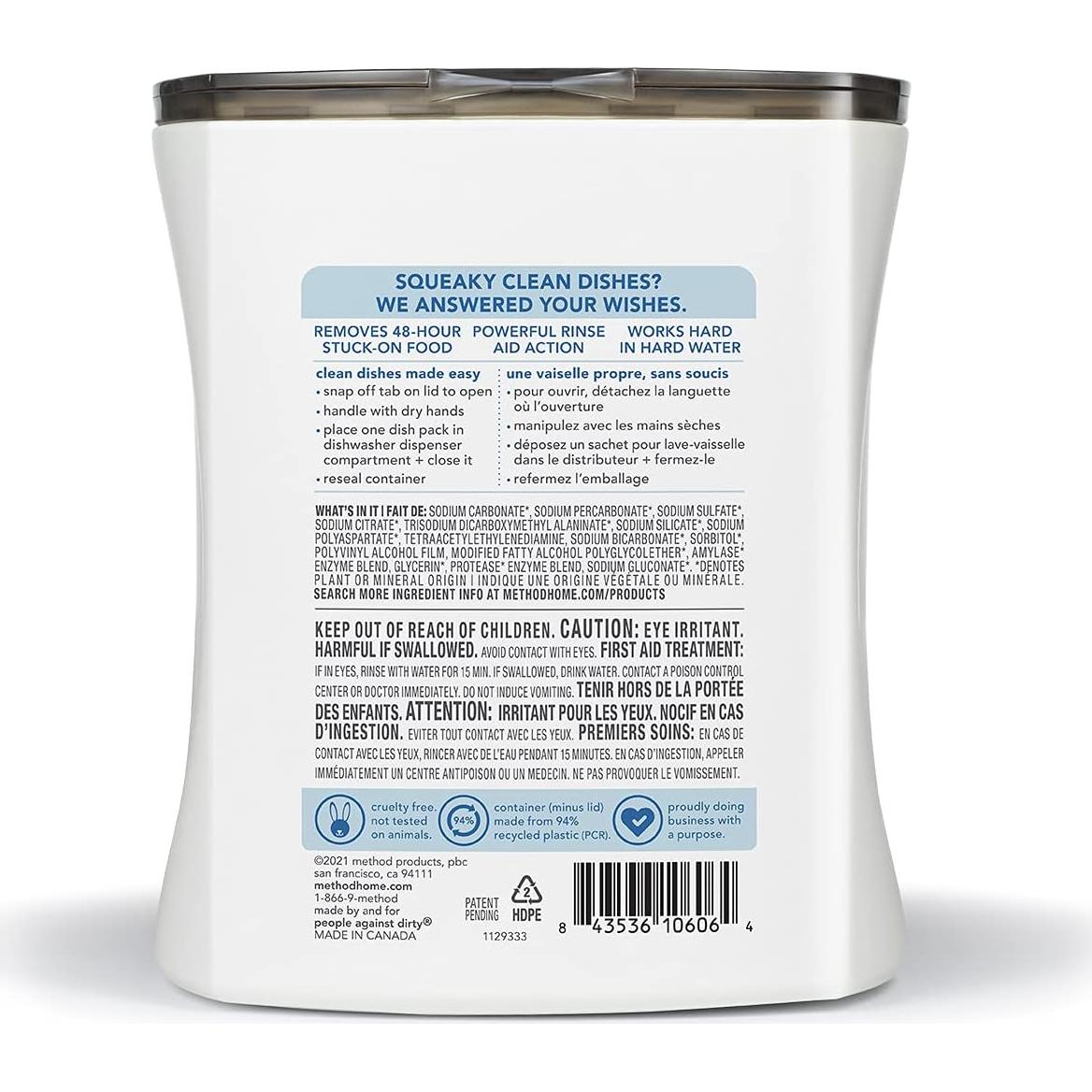 Detergente para Lavavajillas Method 30 Tabletas Sin Fragancia