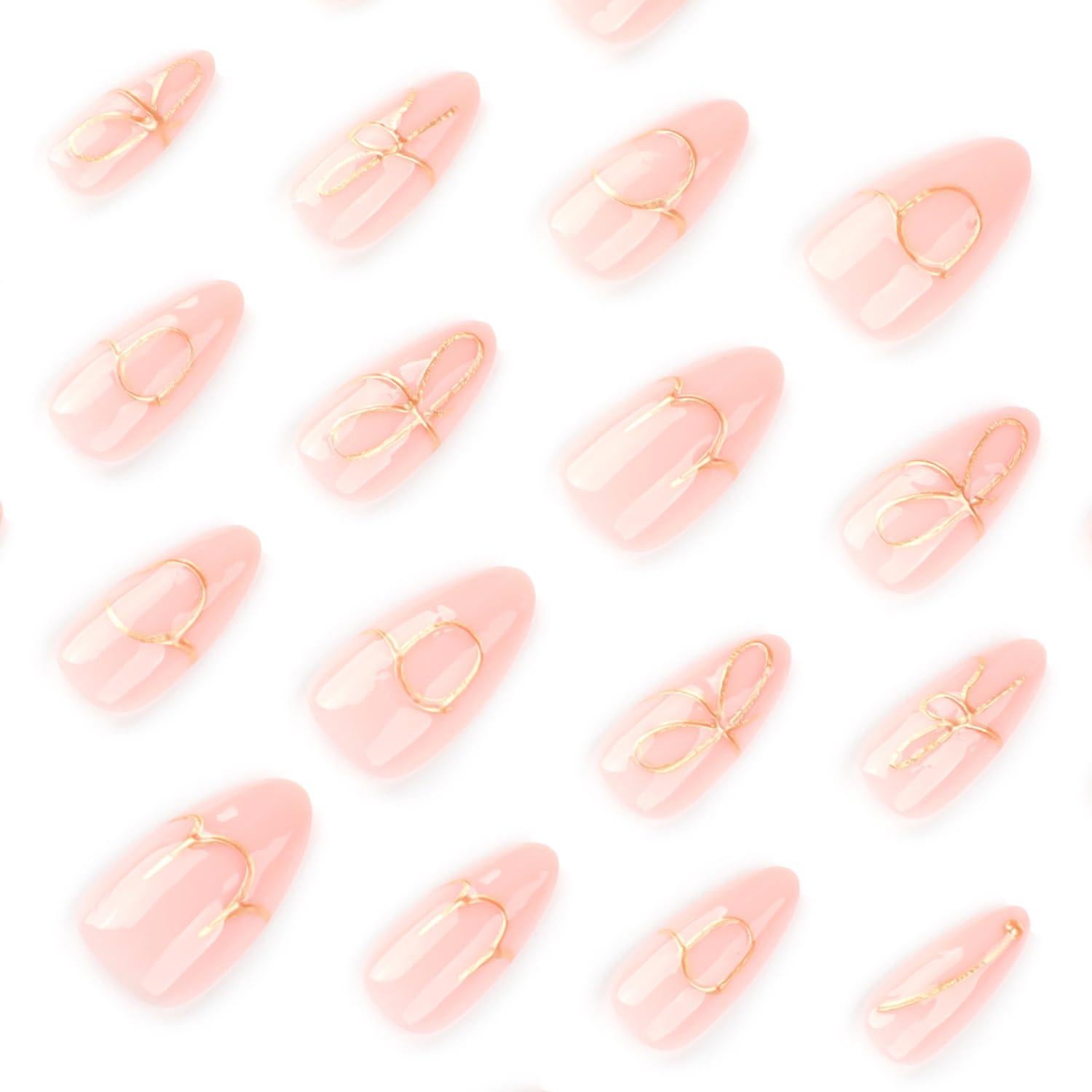 24 Uñas Postizas Almendra Rosa Nude Mtruil - Acrílicas Brillantes