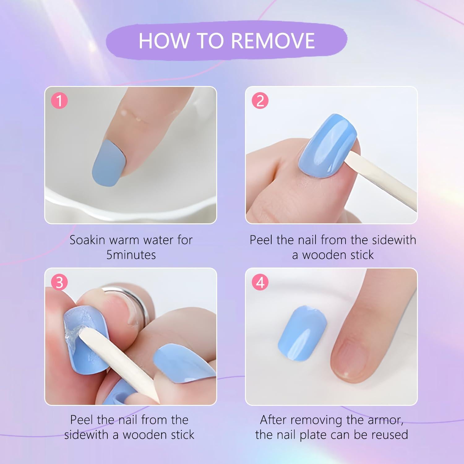 24 Uñas Postizas Almendra Rosa Nude Mtruil - Acrílicas Brillantes