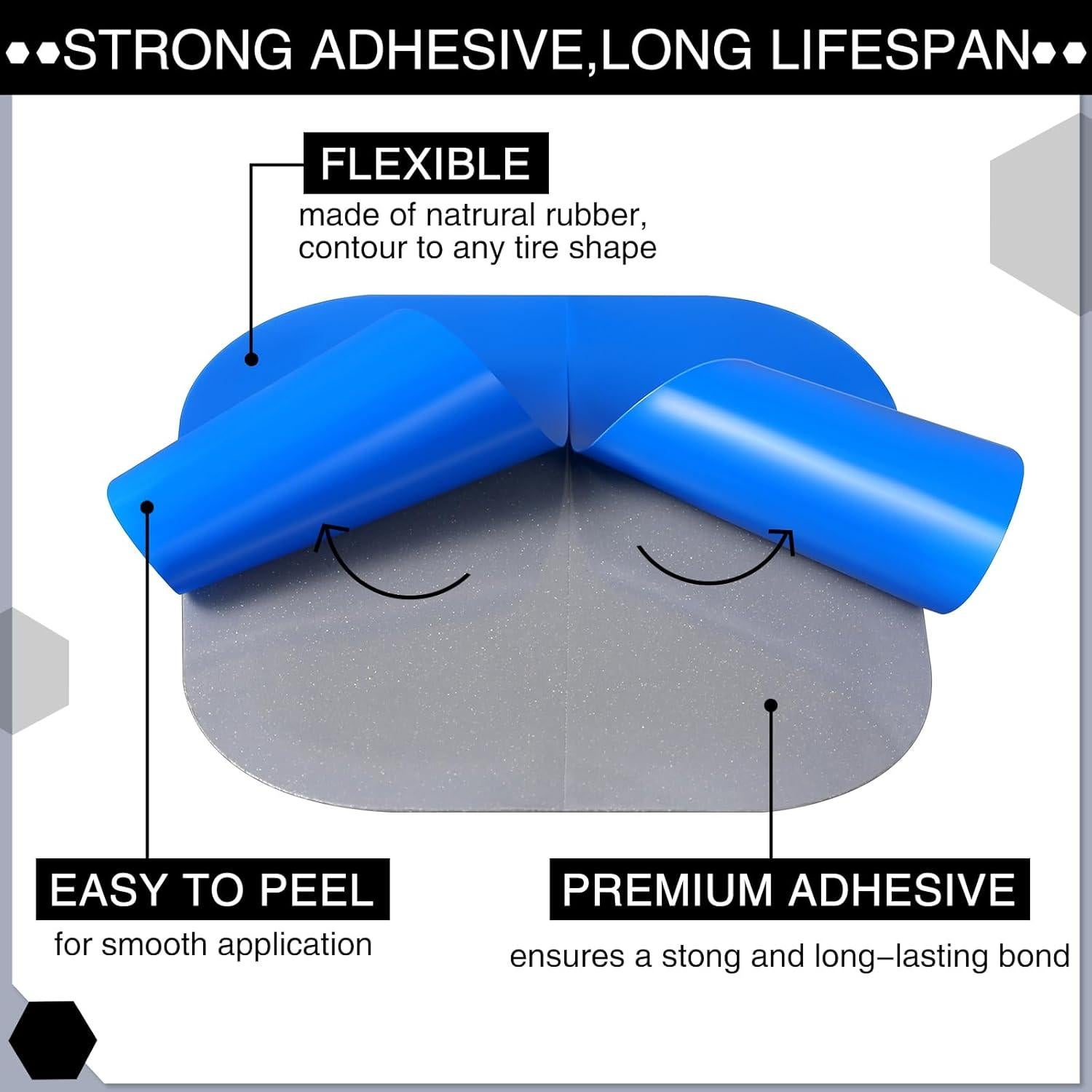 Kit de Parches de Neumático Zhengmy 40 Piezas 5.51cm 4.50cm