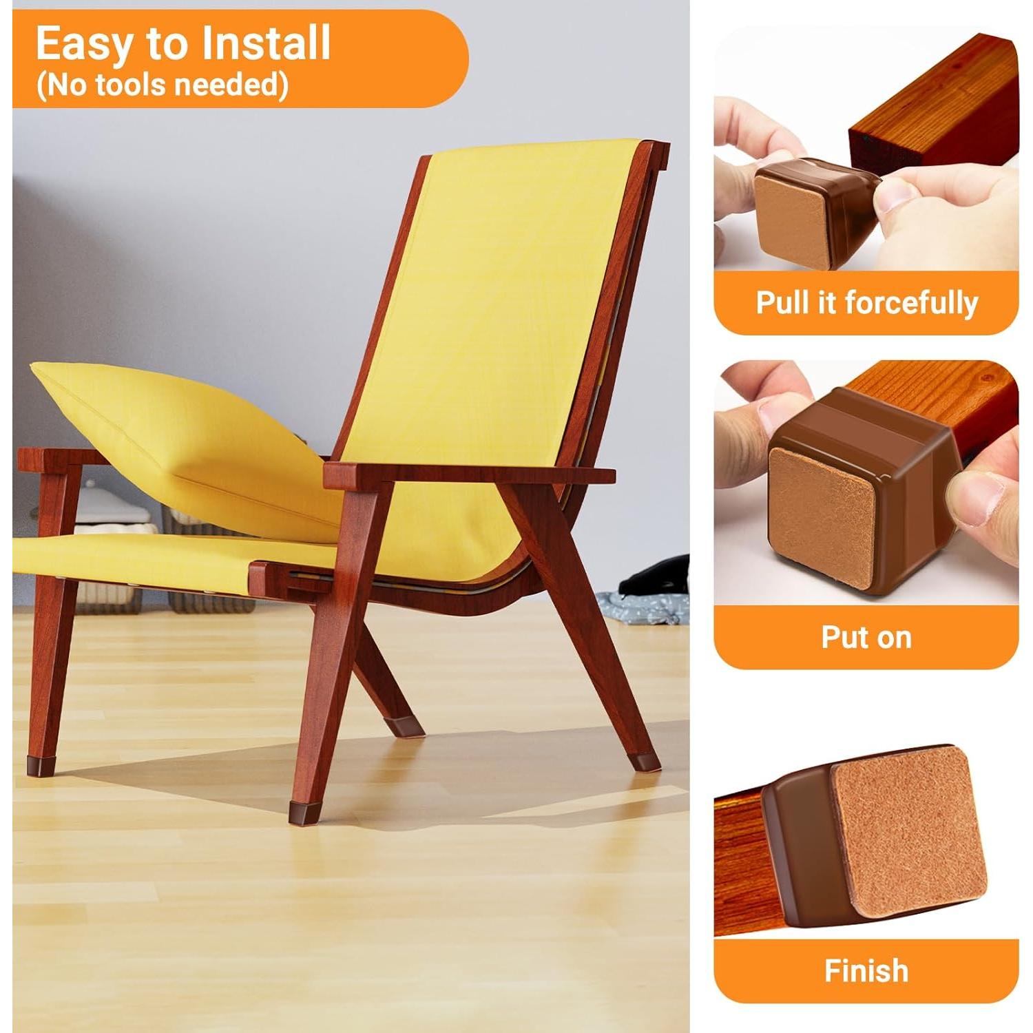 36 Protectores de Suelo para Patas de Sillas Cuadradas Glaais