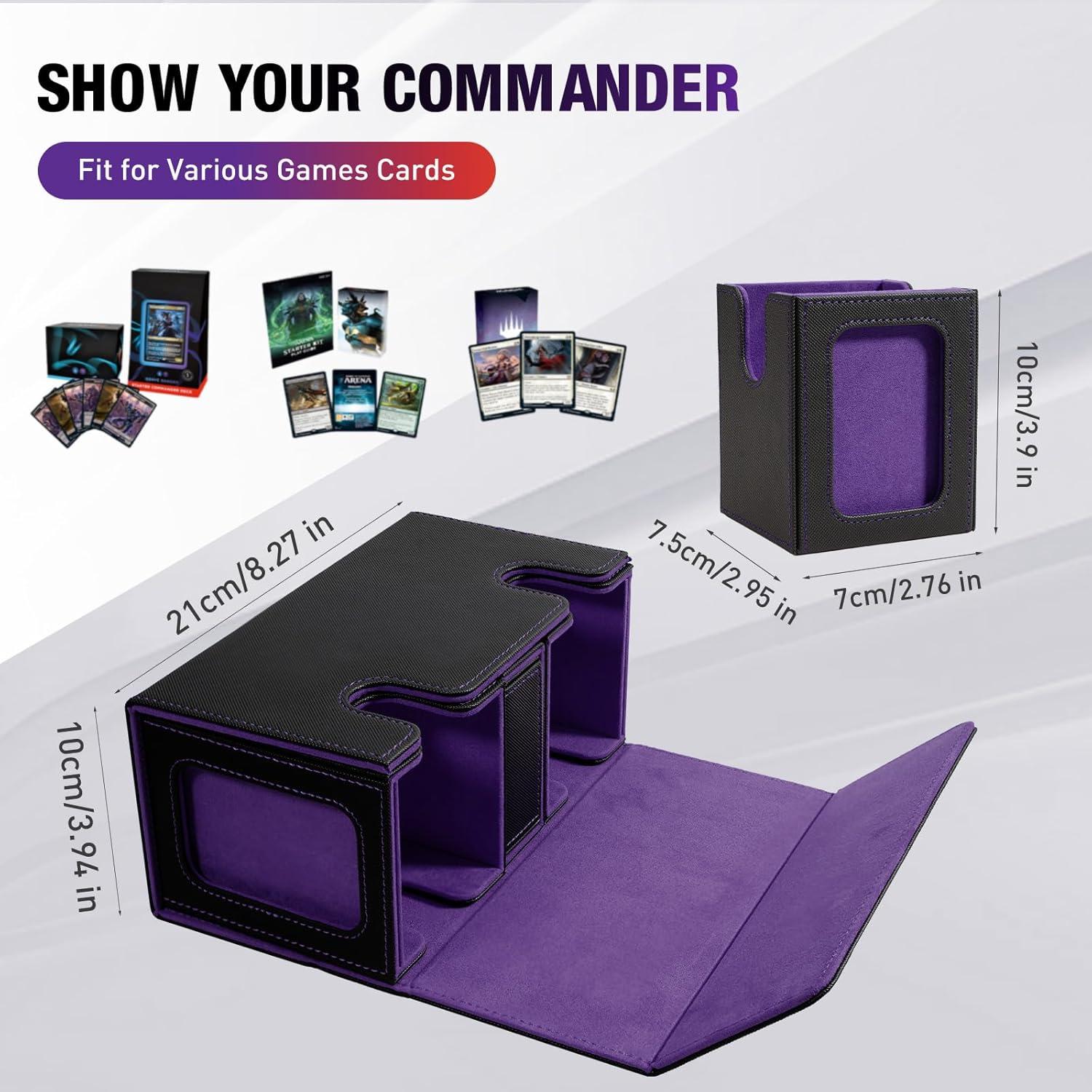 Caja para Deck TiMOVO Commander 200+ Cartas Cuero Negro/Morado