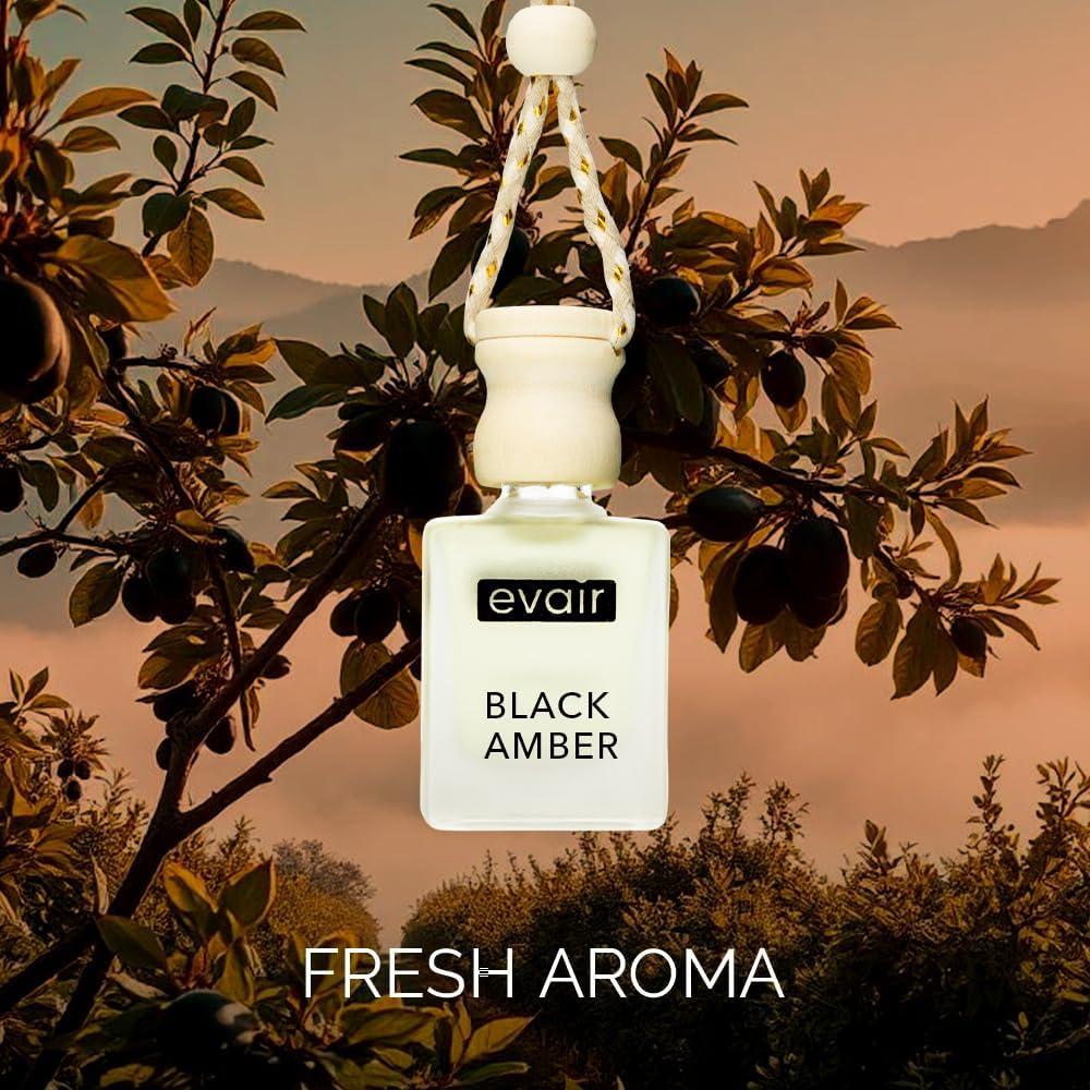 Ambientador de coche Evair Ámbar Negro 10 ml con difusor de madera