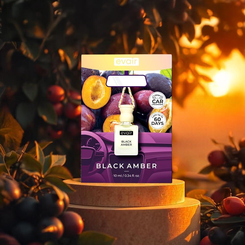 Ambientador de coche Evair Ámbar Negro 10 ml con difusor de madera