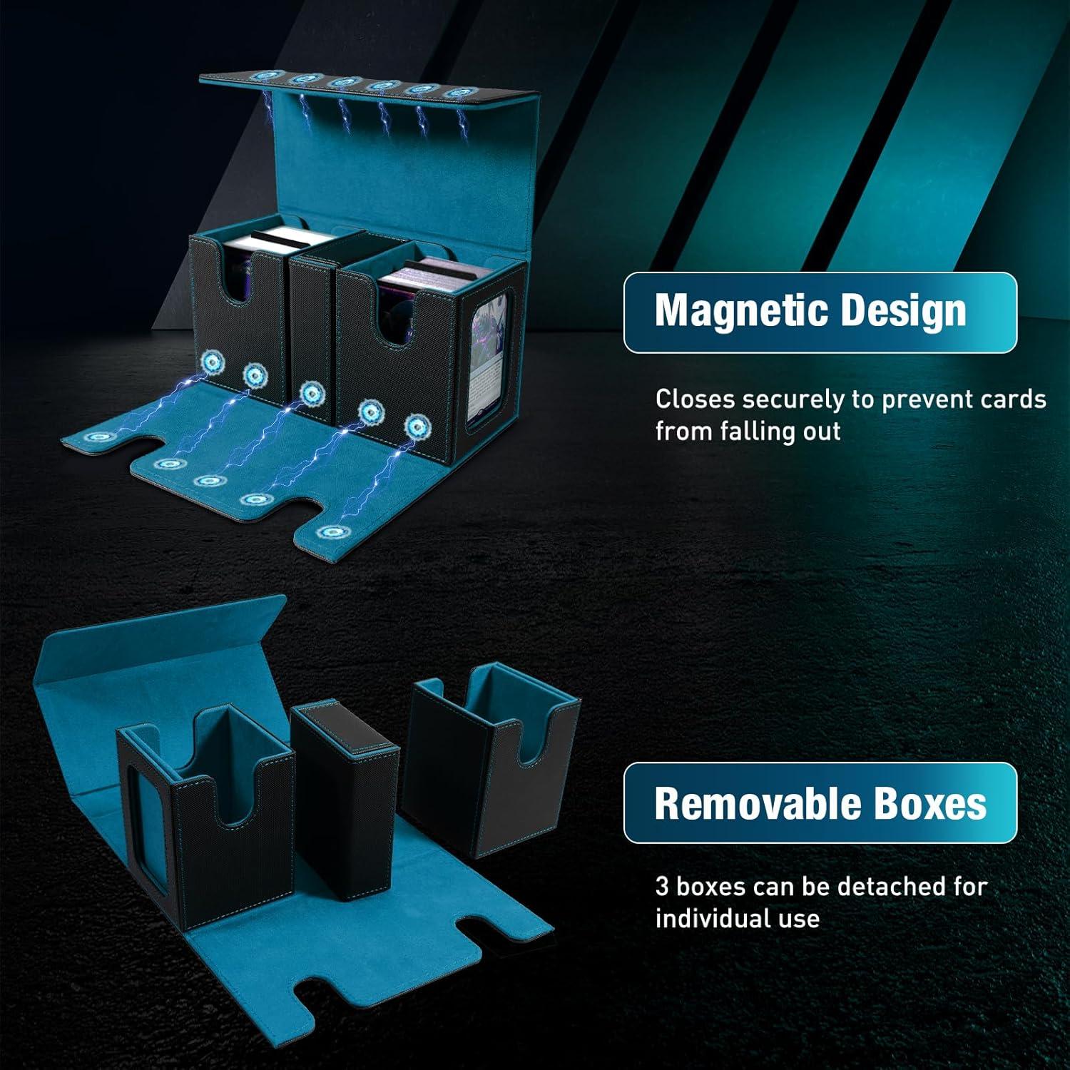 Caja de Deck TiMOVO para Commander 200+ Cartas Negro Cian