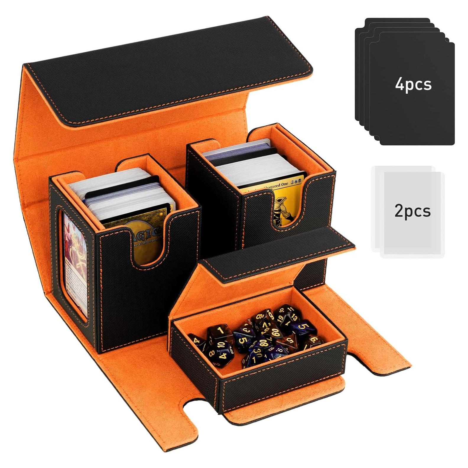 Caja de Deck TiMOVO para Commander 200+ Cartas Negro/Naranja