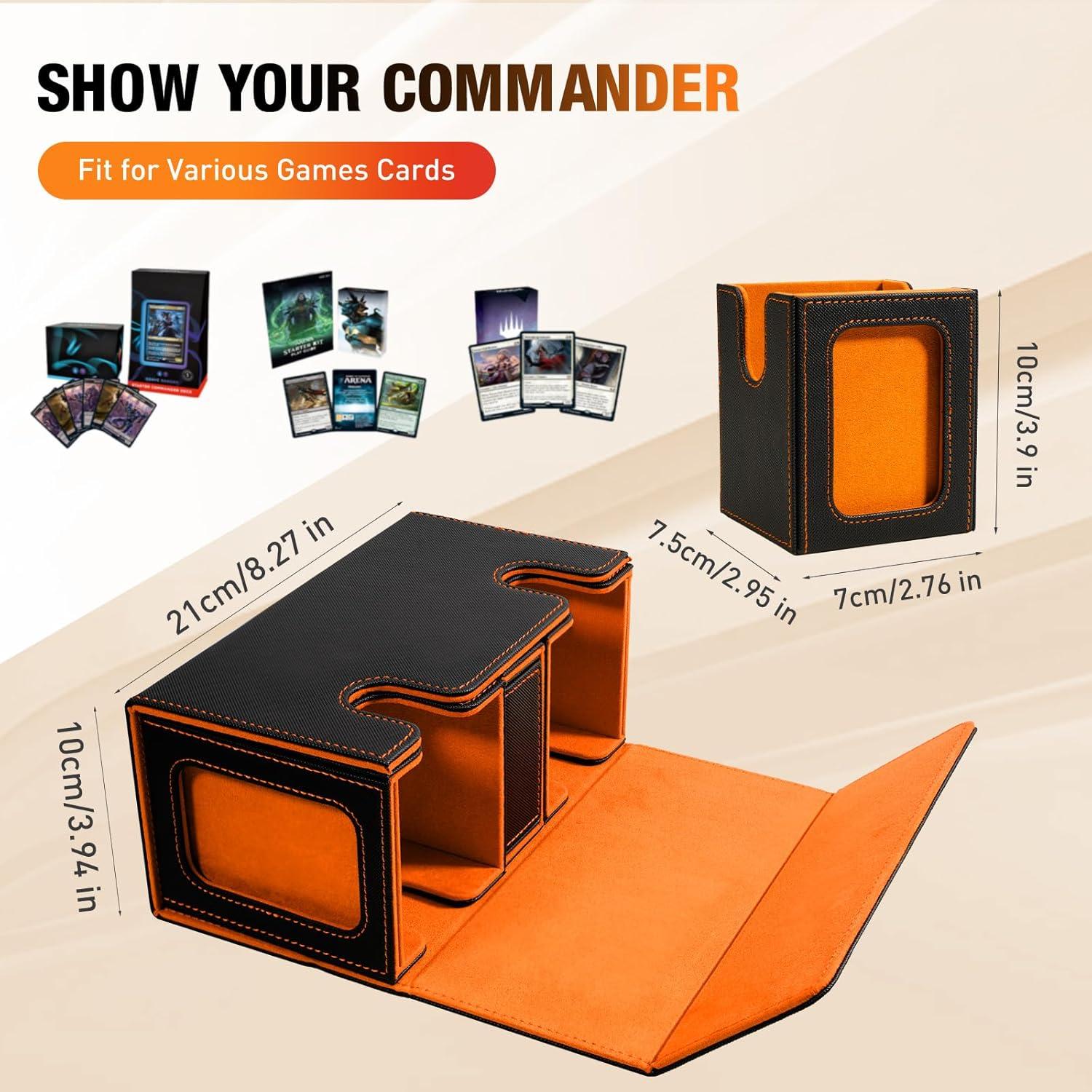 Caja de Deck TiMOVO para Commander 200+ Cartas Negro/Naranja