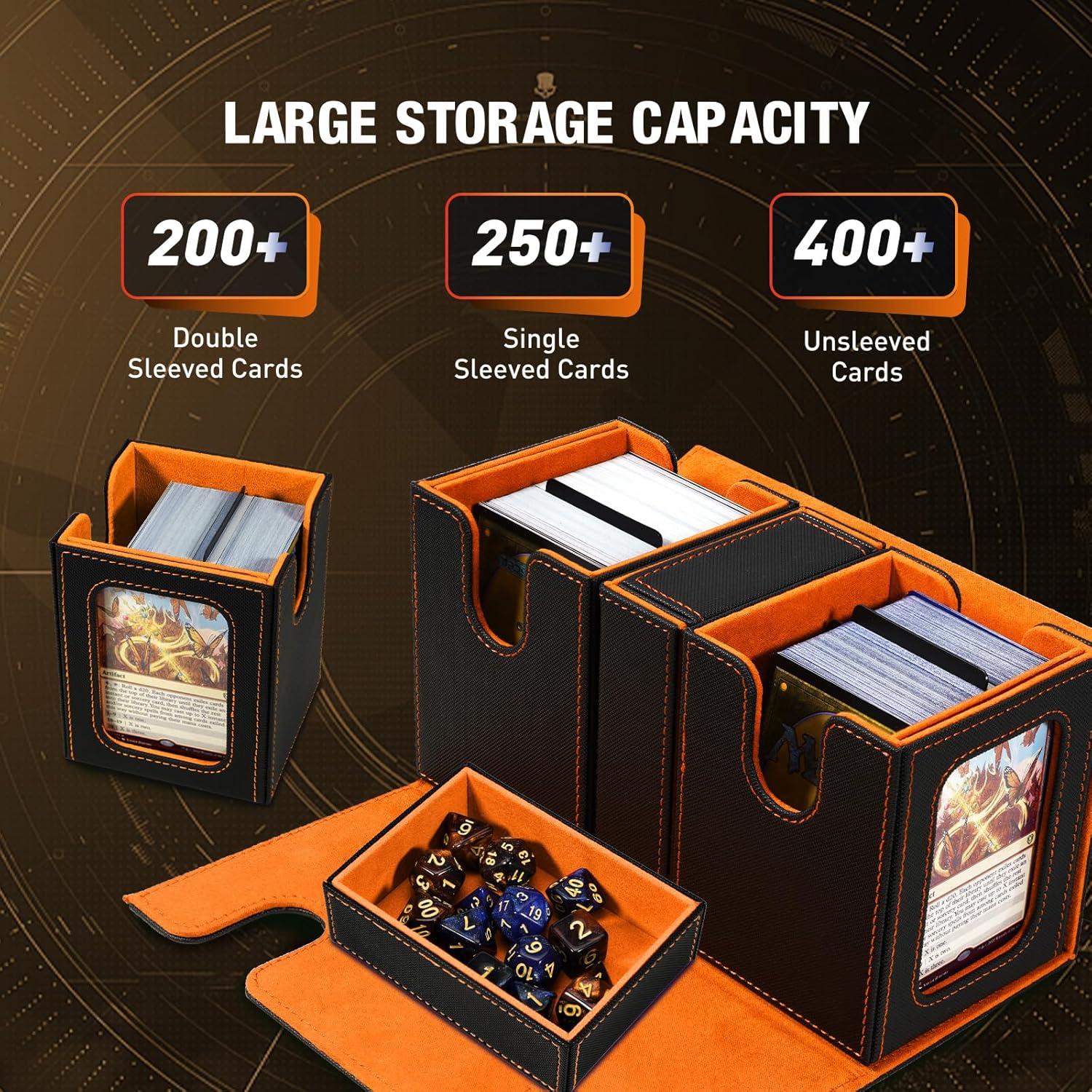 Caja de Deck TiMOVO para Commander 200+ Cartas Negro/Naranja