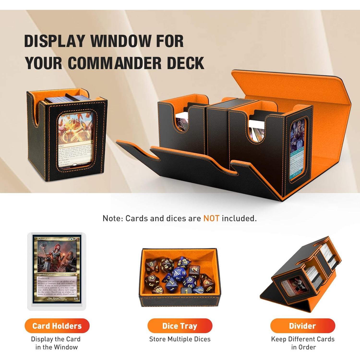 Caja de Deck TiMOVO para Commander 200+ Cartas Negro/Naranja