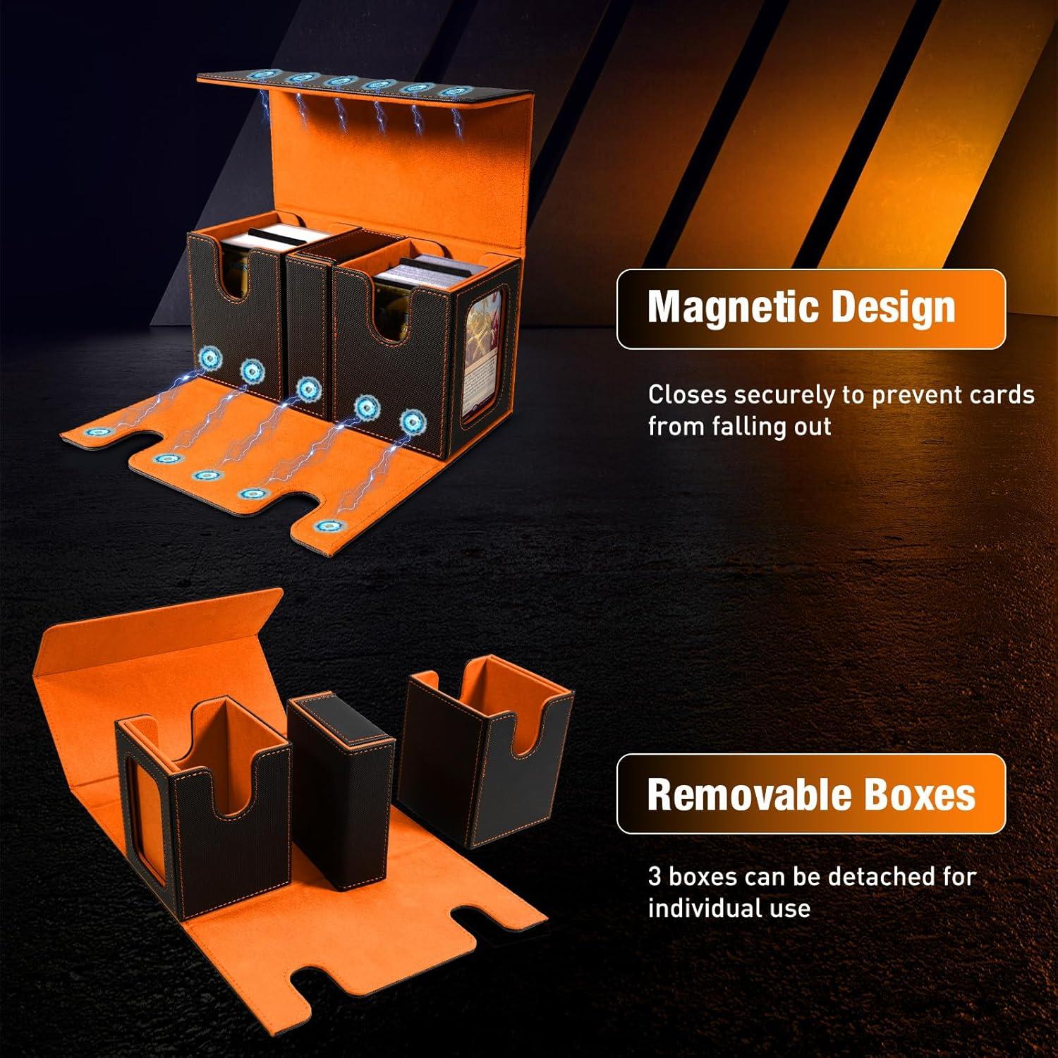 Caja de Deck TiMOVO para Commander 200+ Cartas Negro/Naranja